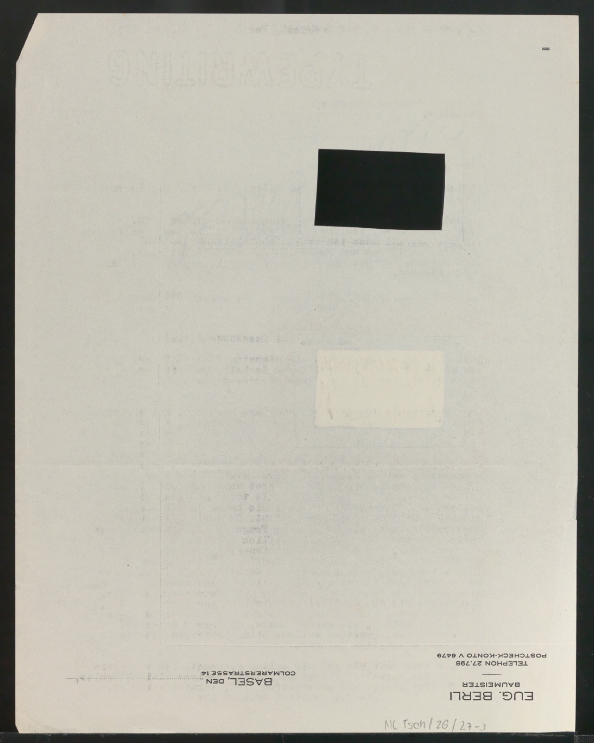 Entwurfsskizze für ein Titelschild von Zur Typographie des Buches — Blatt 2