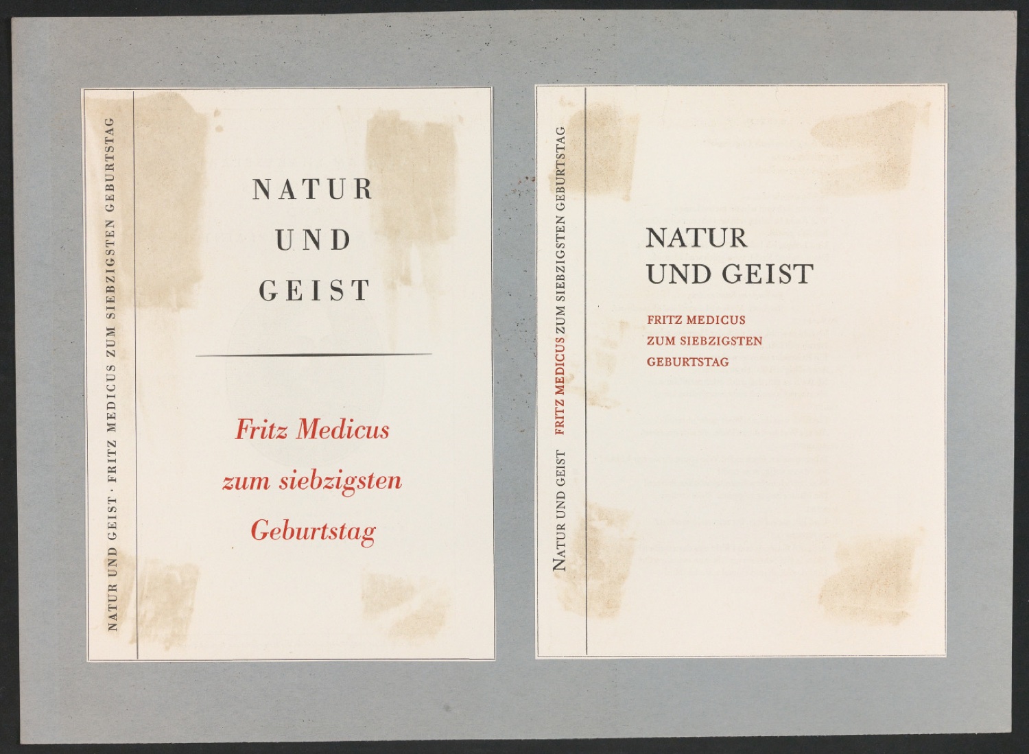 Gegenüberstellung von zwei Versionen von Titelblatt Natur und Geist — Blatt 1