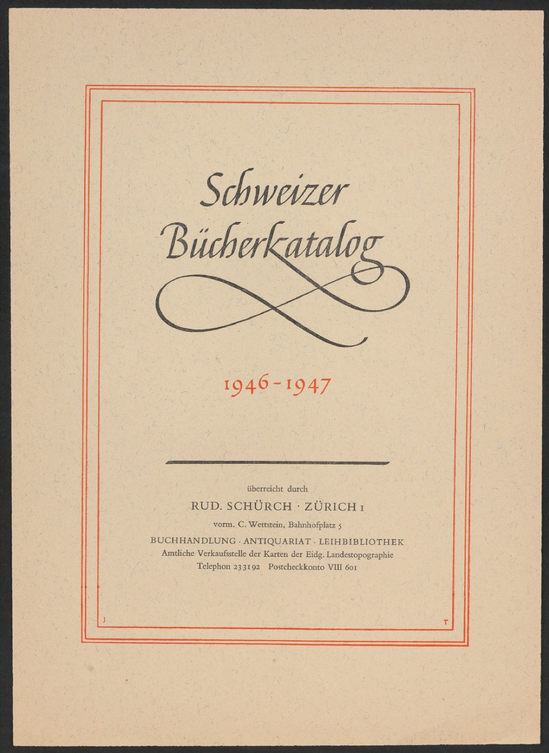Anzeige für Schweizer Bücherkatalog 1946-1947 — Blatt 1
