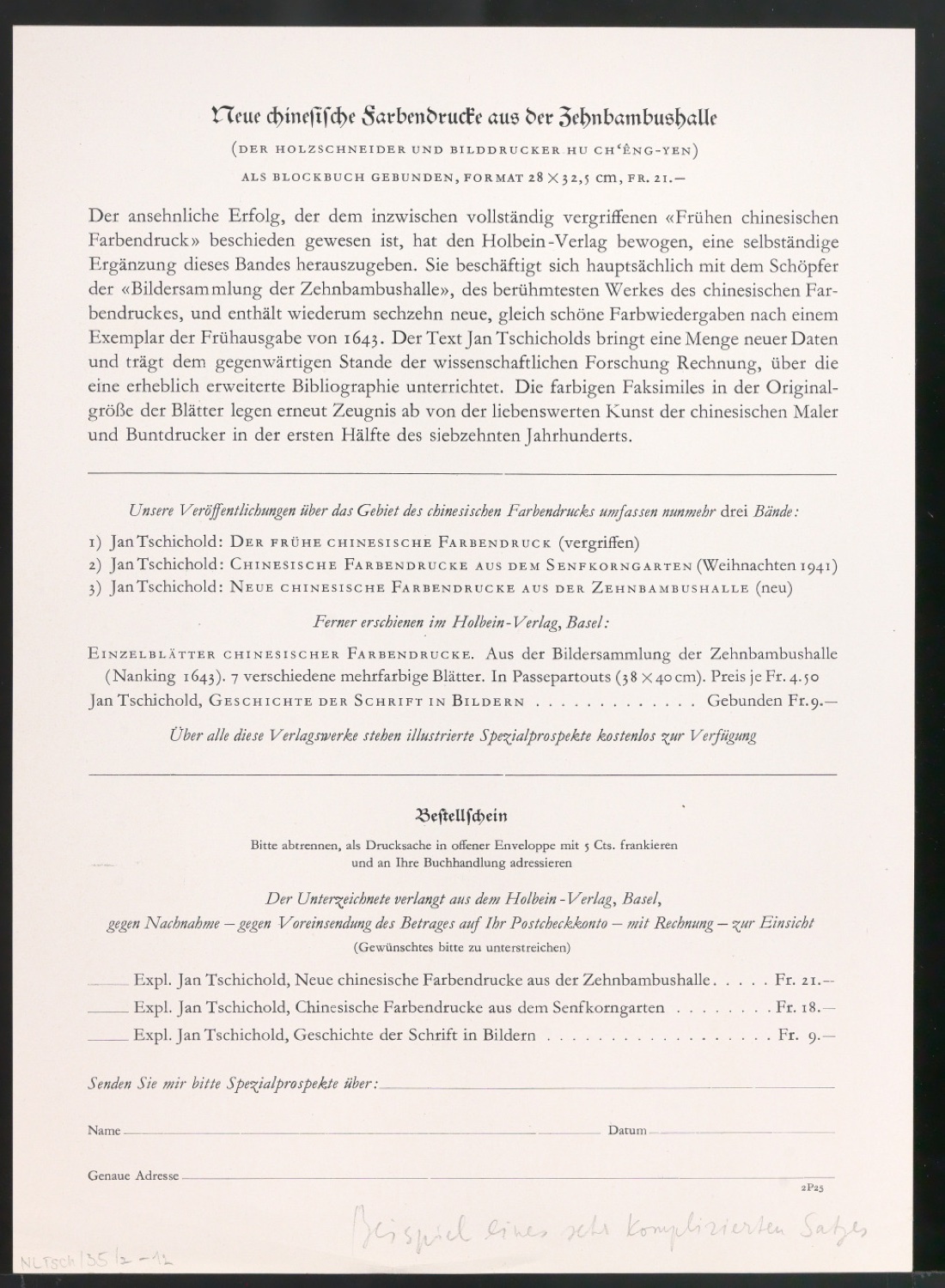 Mappe mit Arbeitsproben für Zur Typographie des Buches — Blatt 31