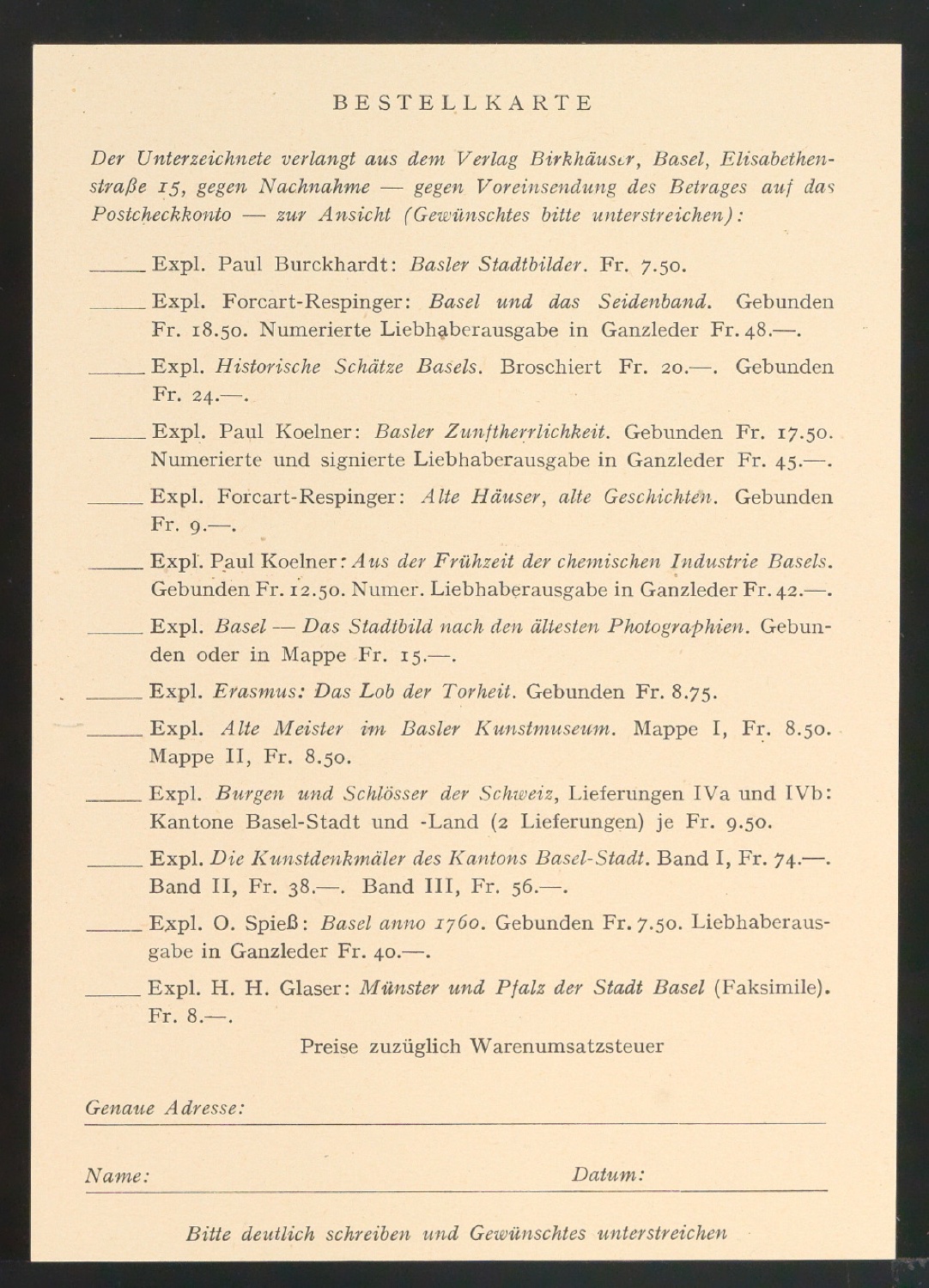 Mappe mit Arbeitsproben für Zur Typographie des Buches — Blatt 84