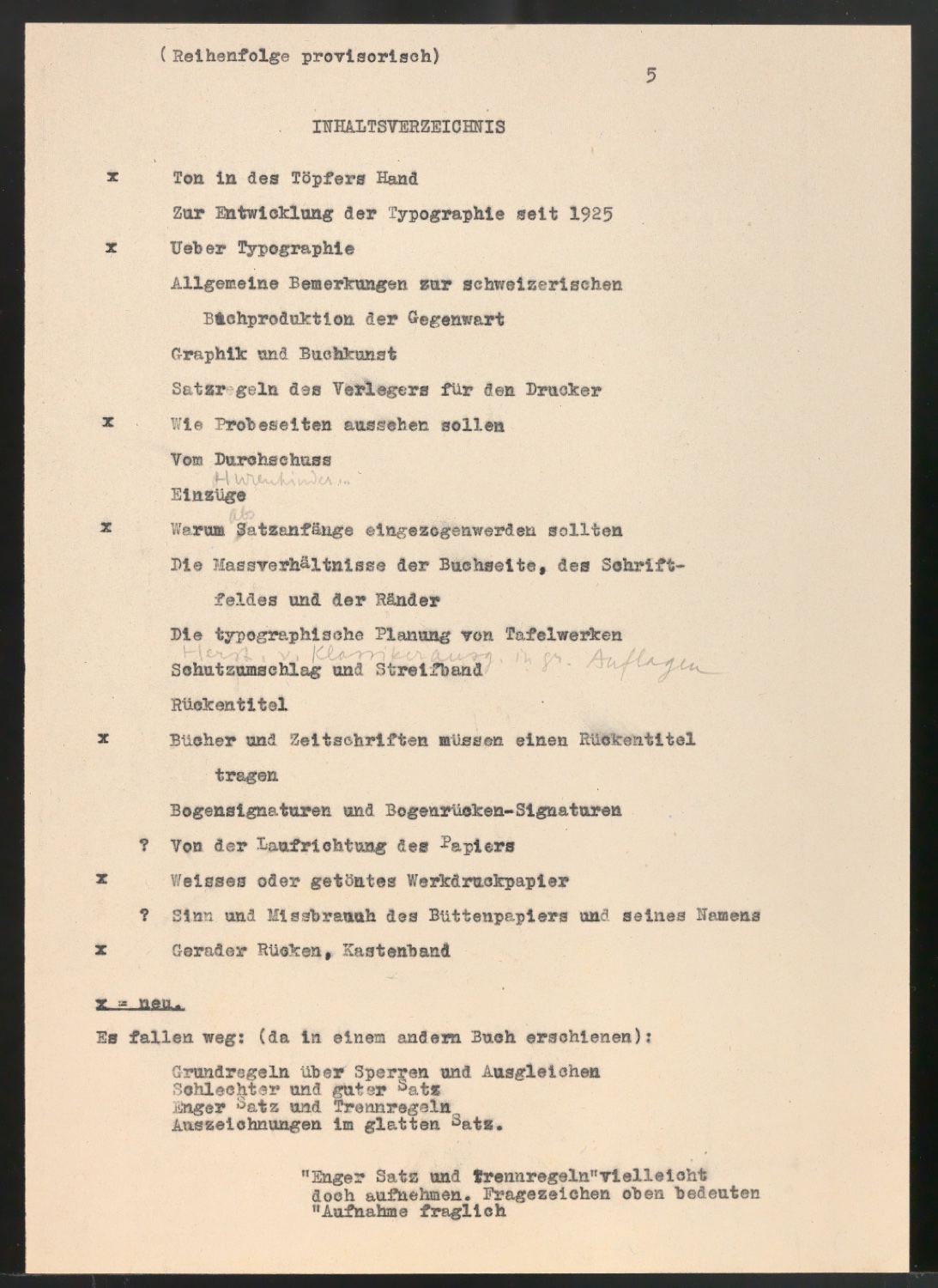 Mappe mit Arbeitsproben für Zur Typographie des Buches — Blatt 3