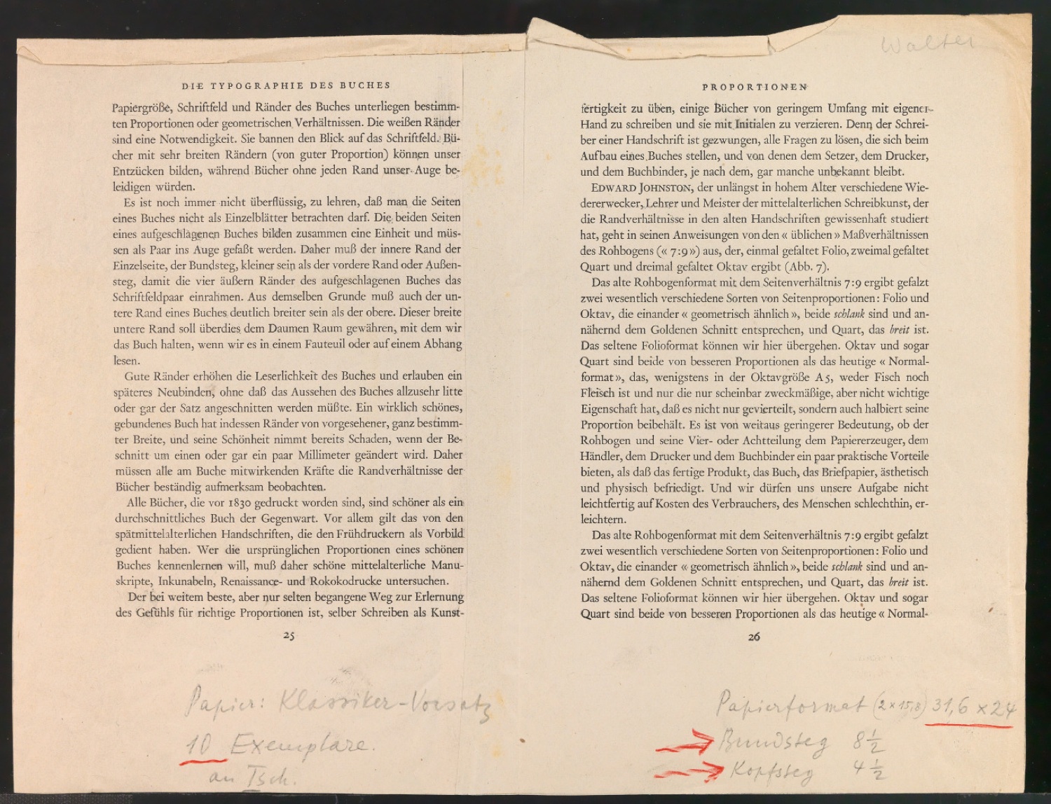 Mappe mit Arbeitsproben für Zur Typographie des Buches — Blatt 5