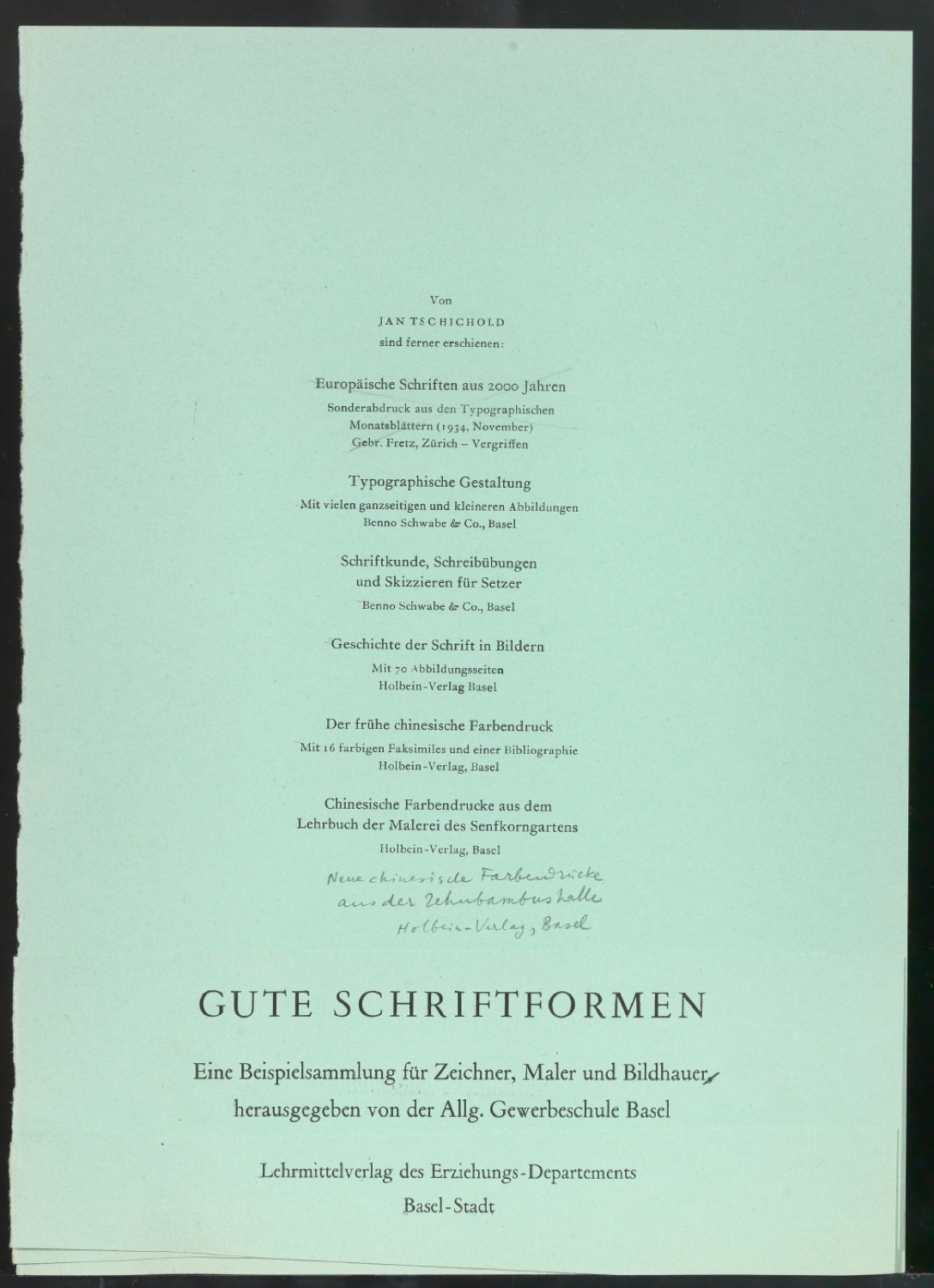 Mappe mit Arbeitsproben für Zur Typographie des Buches — Blatt 40