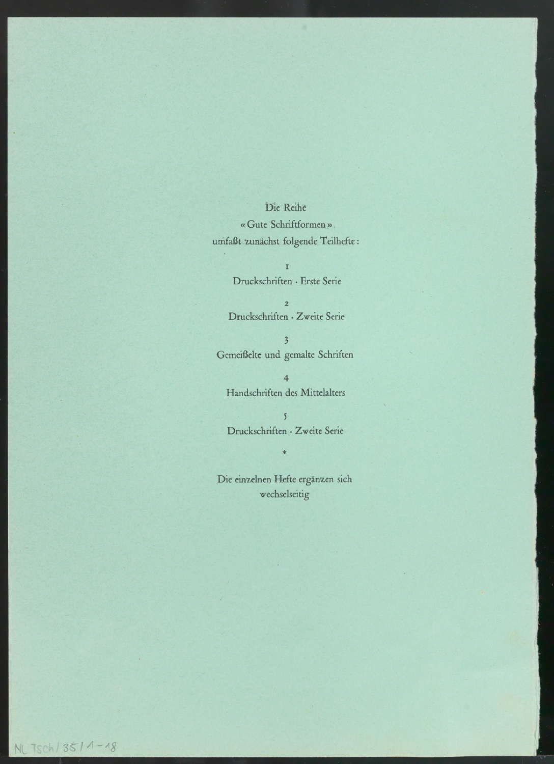 Mappe mit Arbeitsproben für Zur Typographie des Buches — Blatt 41