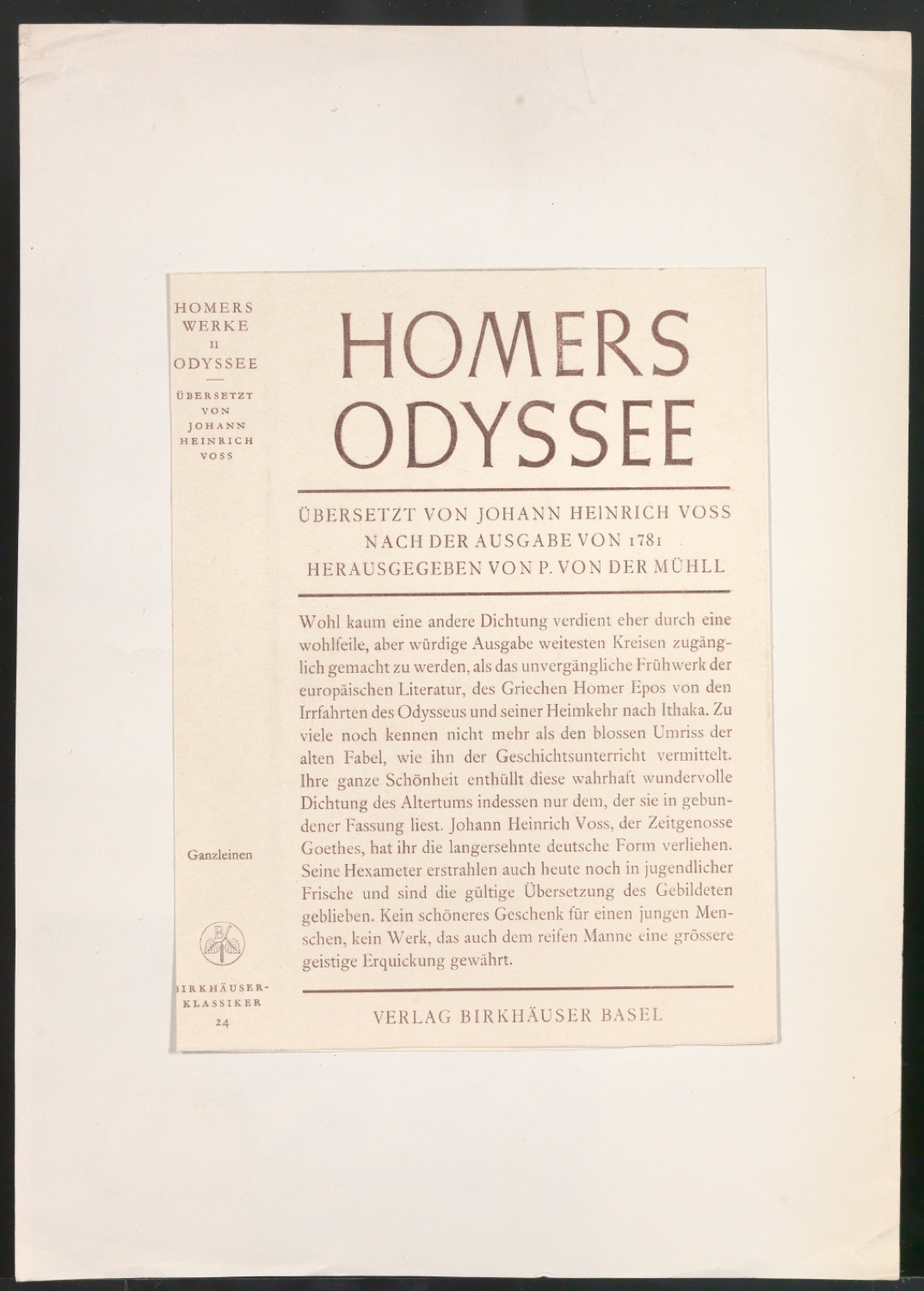 Mappe mit Arbeitsproben für Zur Typographie des Buches — Blatt 42