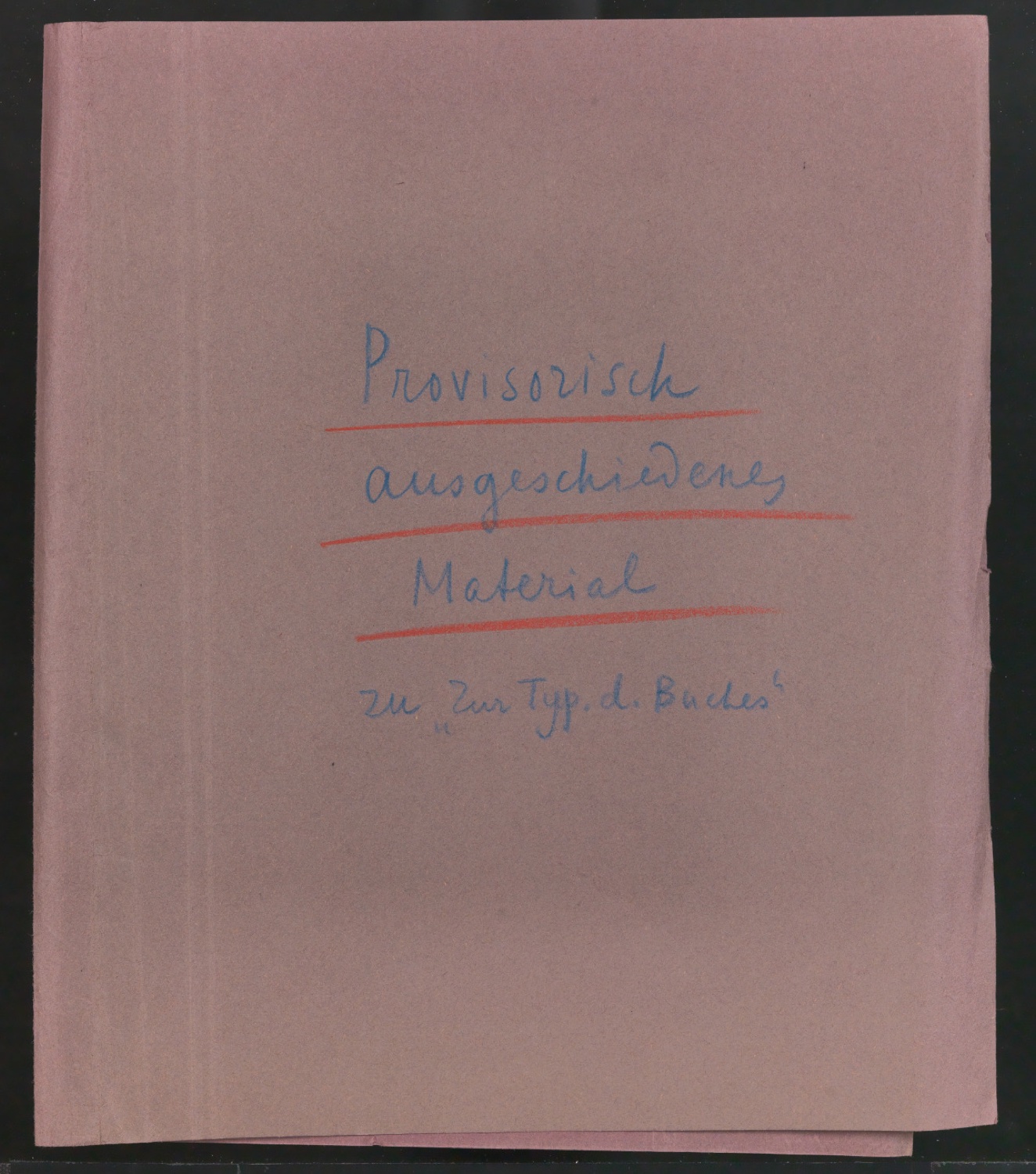Mappe mit Arbeitsproben für Zur Typographie des Buches — Blatt 1