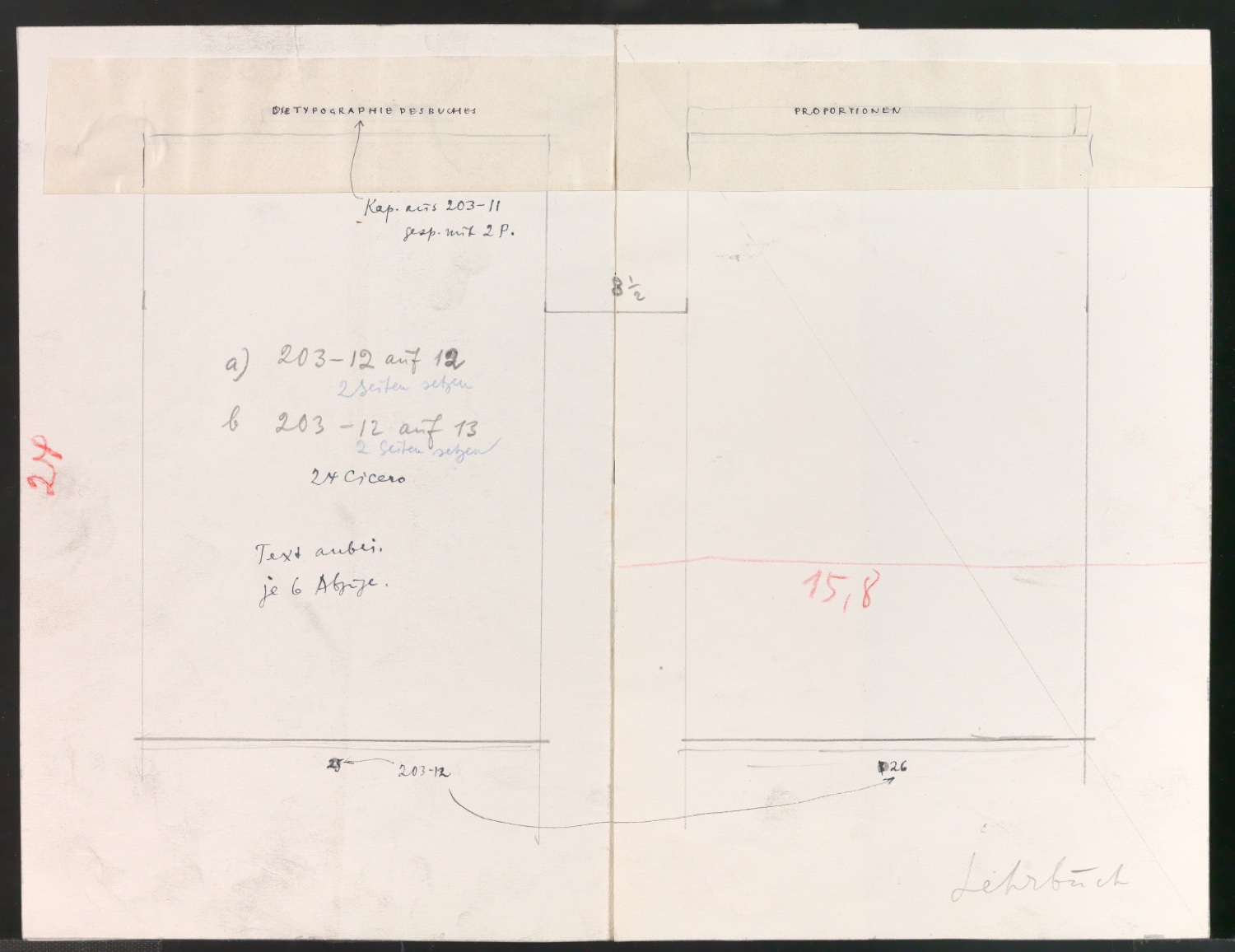 Mappe mit Arbeitsproben für Zur Typographie des Buches — Blatt 3