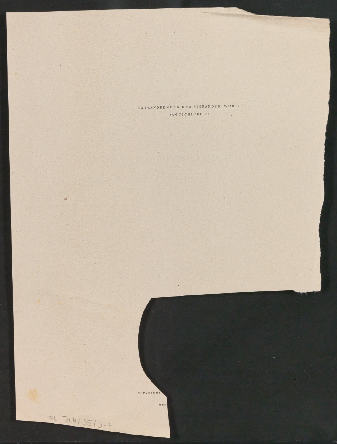 Mappe mit Arbeitsproben für Zur Typographie des Buches — Blatt 24