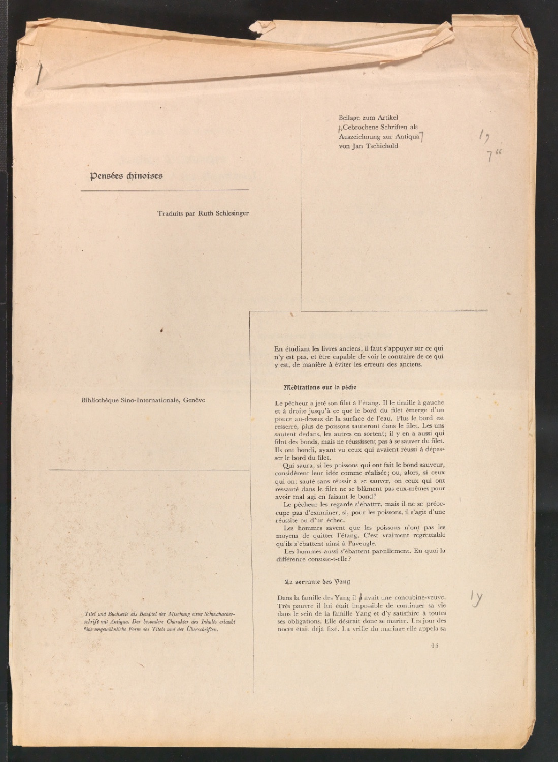 Mappe mit Arbeitsproben für Zur Typographie des Buches — Blatt 65