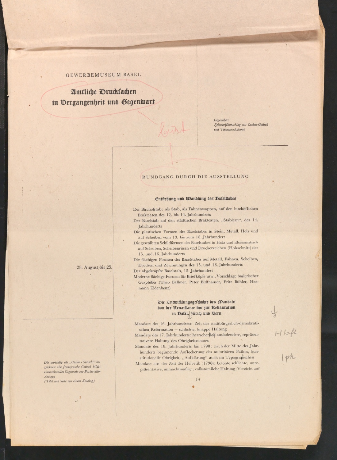 Mappe mit Arbeitsproben für Zur Typographie des Buches — Blatt 67