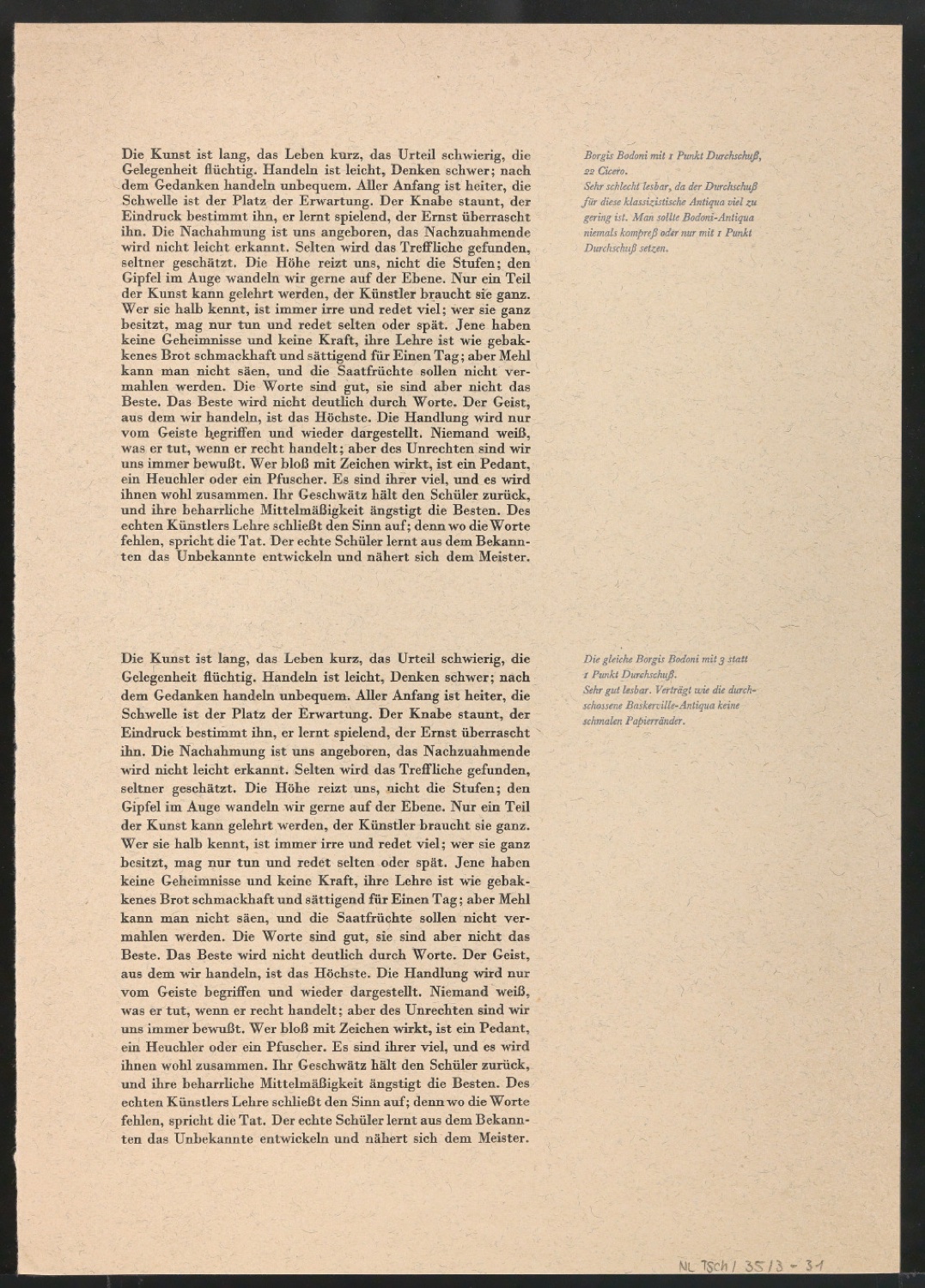 Mappe mit Arbeitsproben für Zur Typographie des Buches — Blatt 98