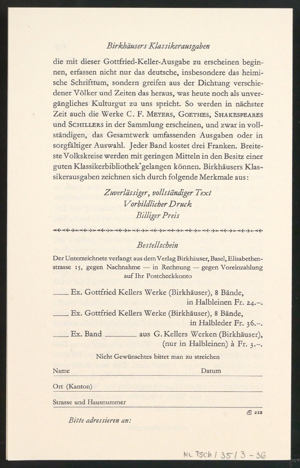 Mappe mit Arbeitsproben für Zur Typographie des Buches — Blatt 110