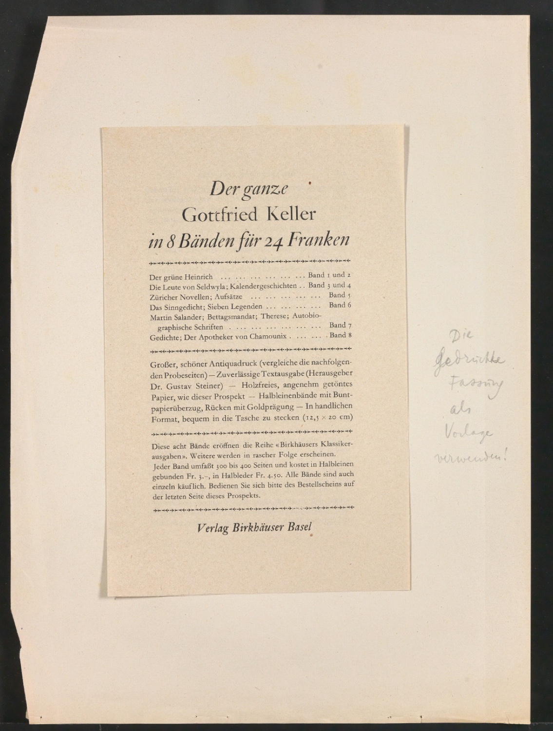Mappe mit Arbeitsproben für Zur Typographie des Buches — Blatt 118