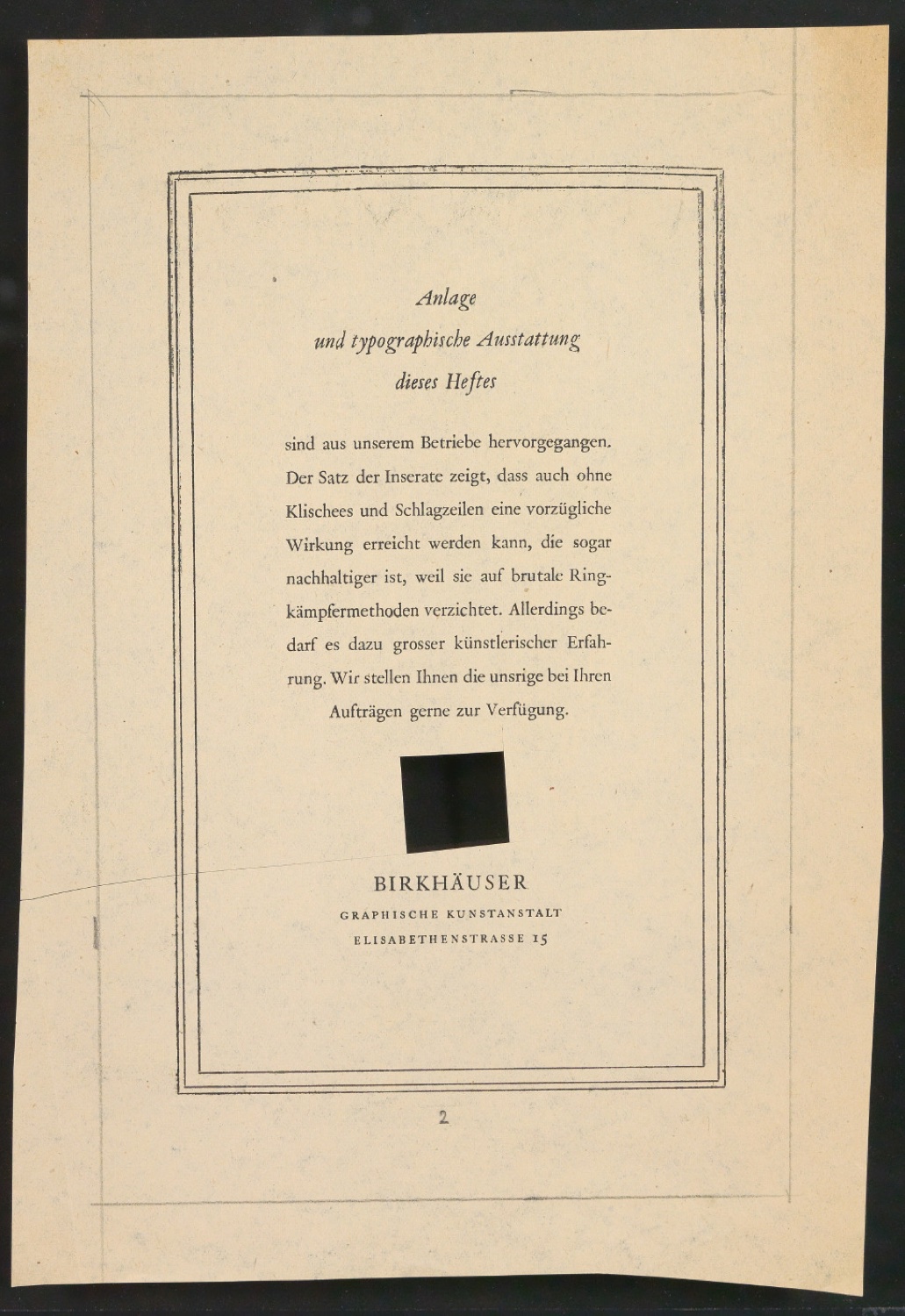 Mappe mit Arbeitsproben für Zur Typographie des Buches — Blatt 123