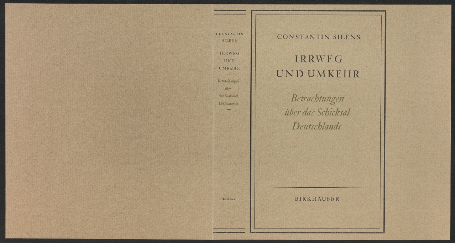 Probedruck für den Schutzumschlag von Irrweg und Umkehr — Blatt 1