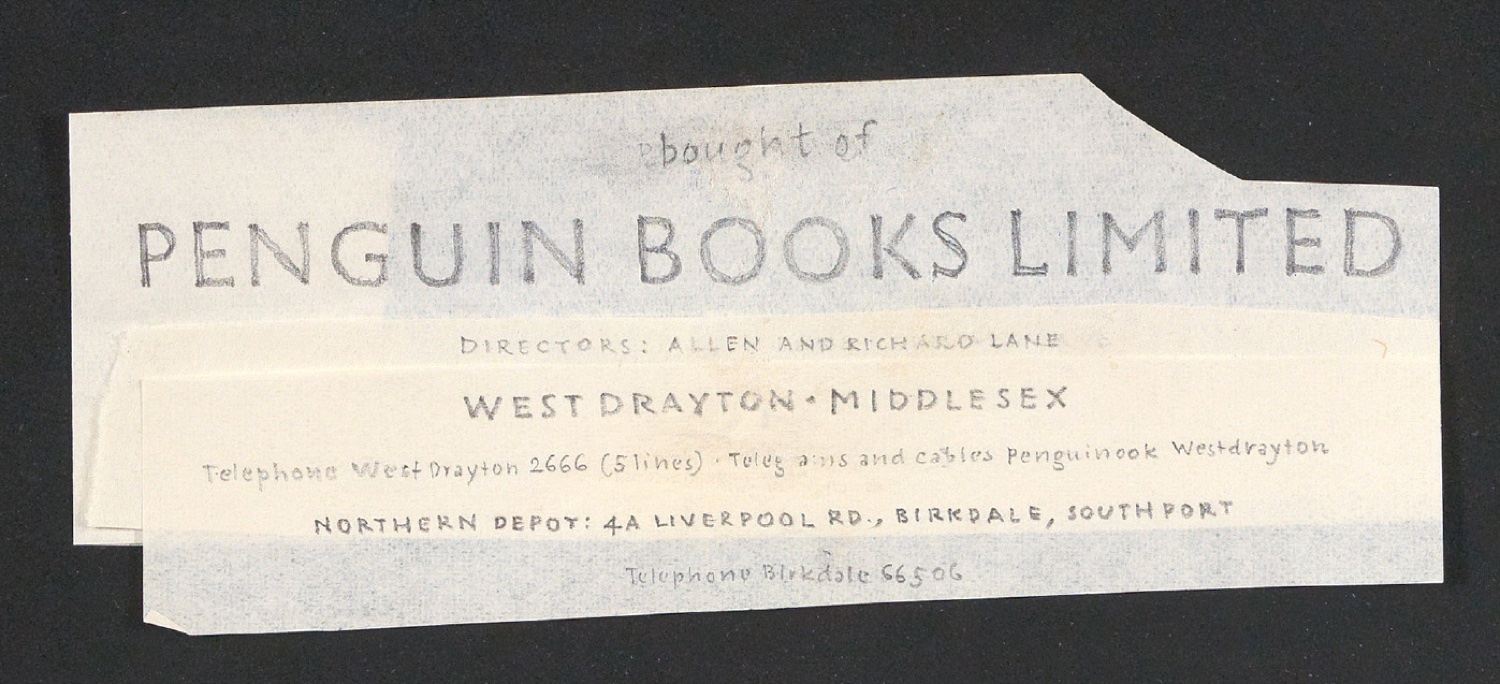 Schriftprobe für den Briefkopf der Penguin Books Limited — Blatt 1