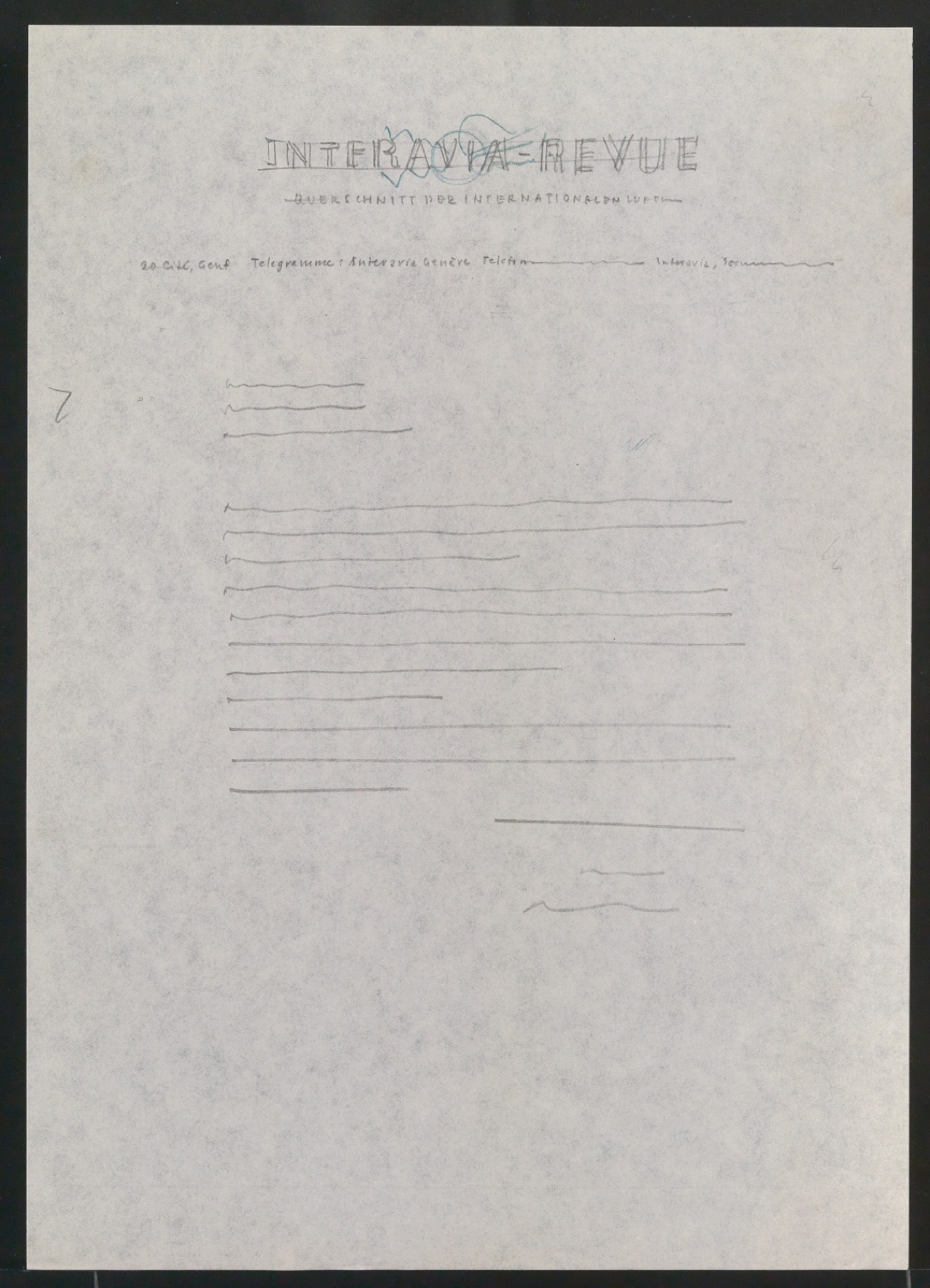 Entwürfe von Briefbogen für Interavia — Blatt 1