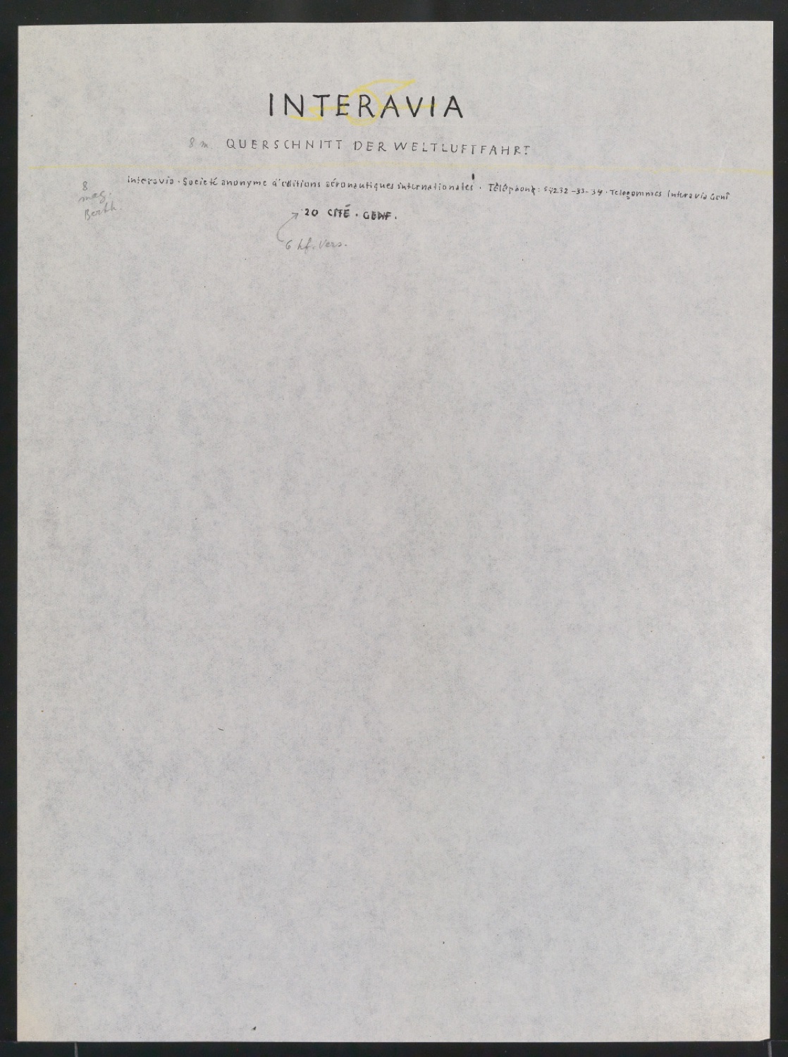 Entwürfe von Briefbogen für Interavia — Blatt 3