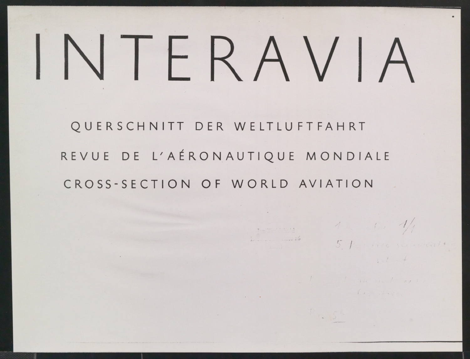 Kopien von Klischeevorlagen von Titelschriftzug für Interavia-Revue — Blatt 1