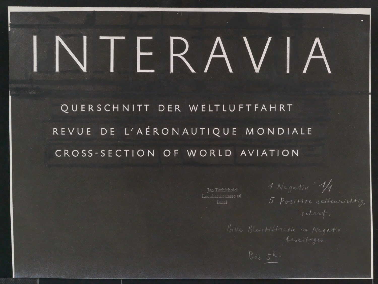 Kopien von Klischeevorlagen von Titelschriftzug für Interavia-Revue — Blatt 9