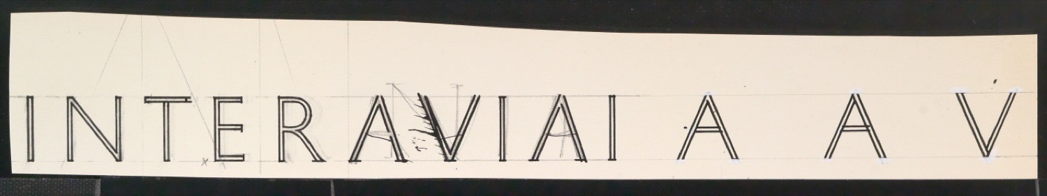 Entwurfsskizzen von Titelschriftzug für Interavia-Revue — Blatt 3