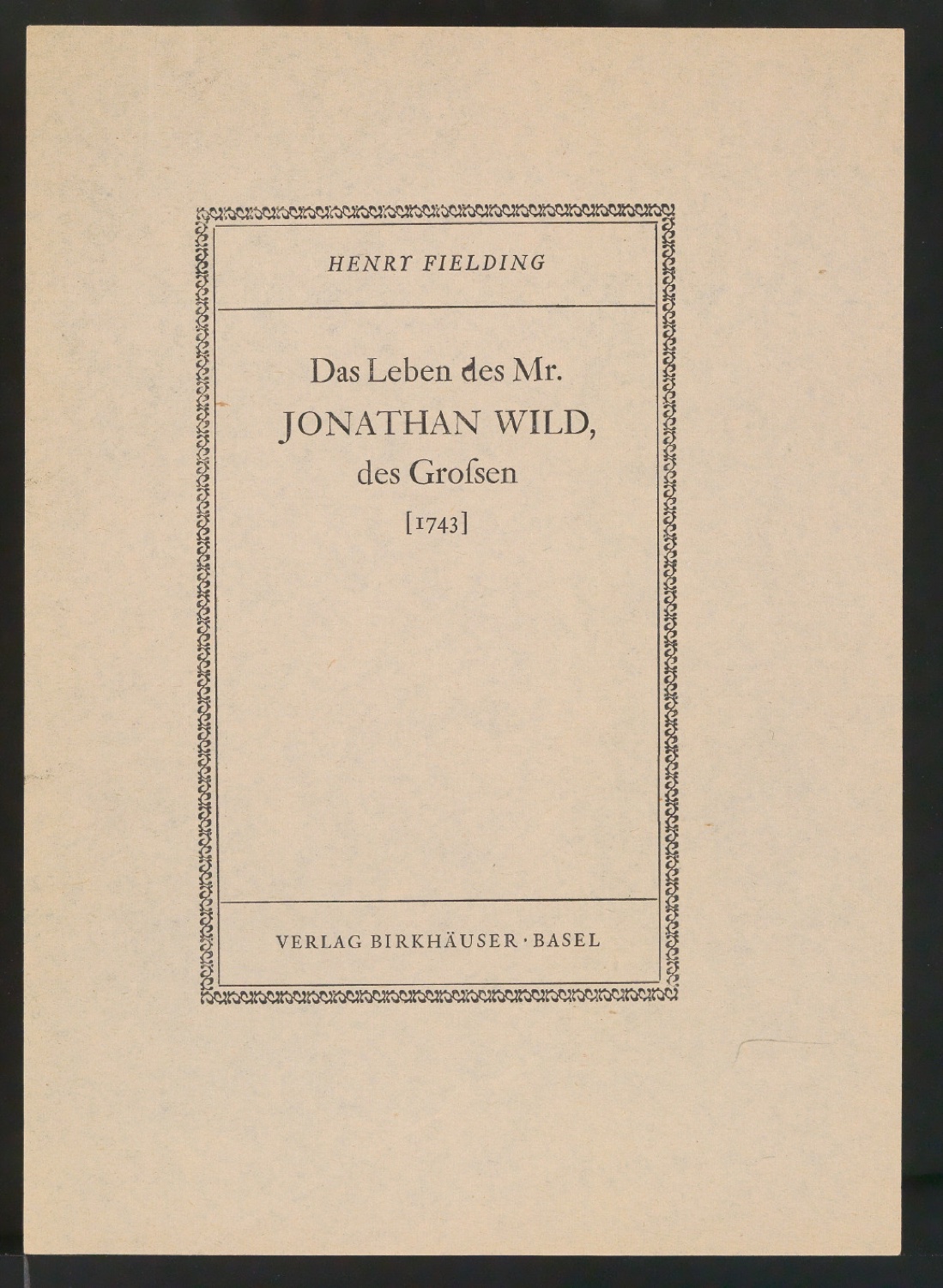 Korrekturfahnen von Titelblatt für Das Leben des Mr. Jonathan Wild, des Großen — Blatt 3