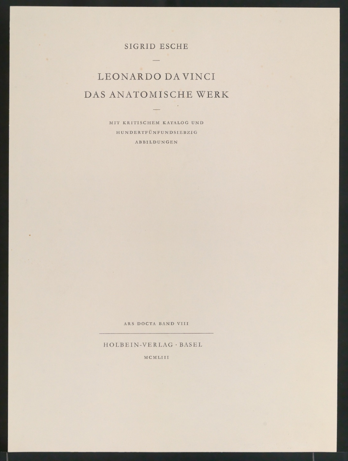 Probedruck Titelblatt und Bucheinband von Leonardo da Vinci: Das anatomische Werk — Blatt 3
