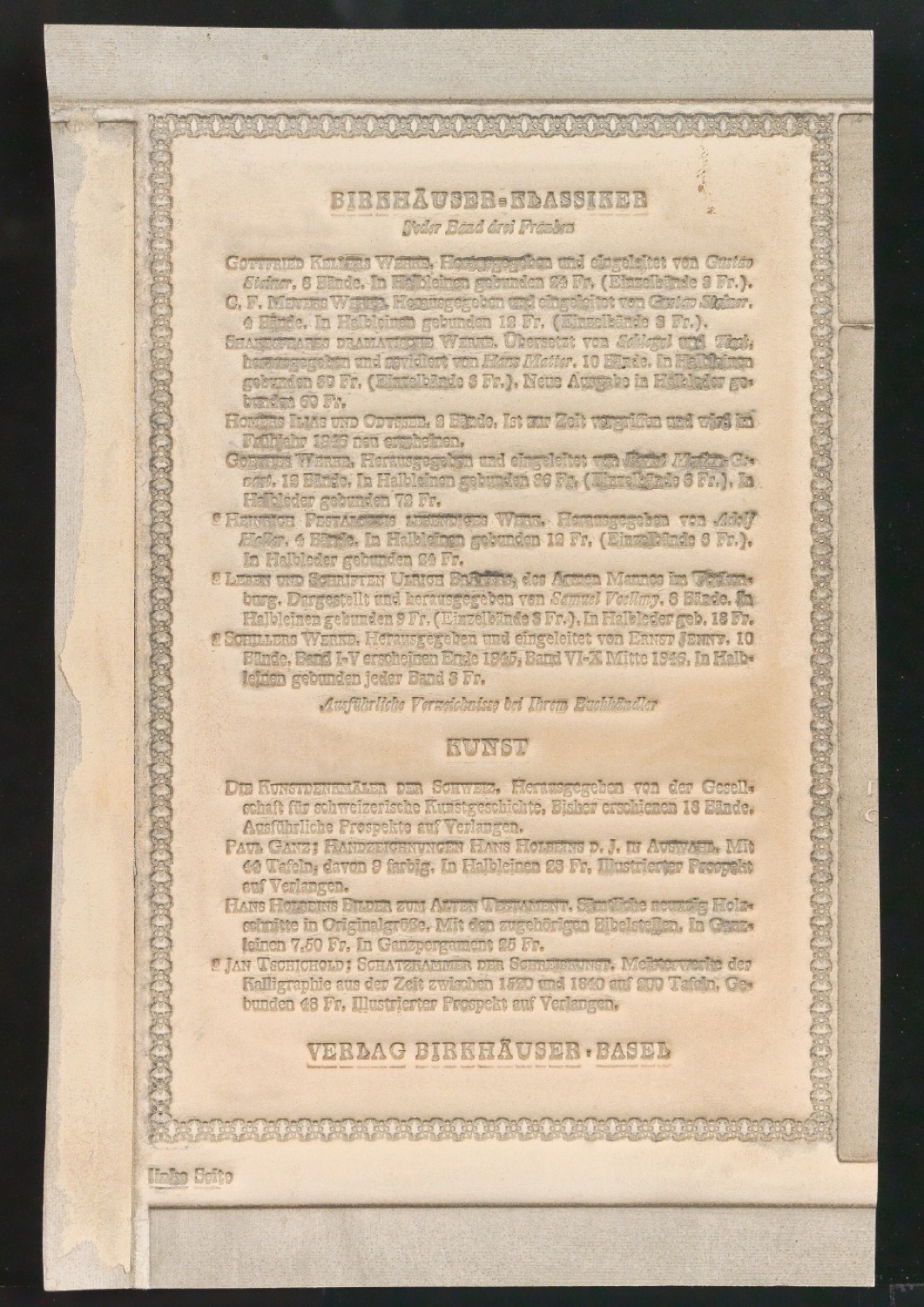 Mater vom Birkhäuser-Verlag — Blatt 1