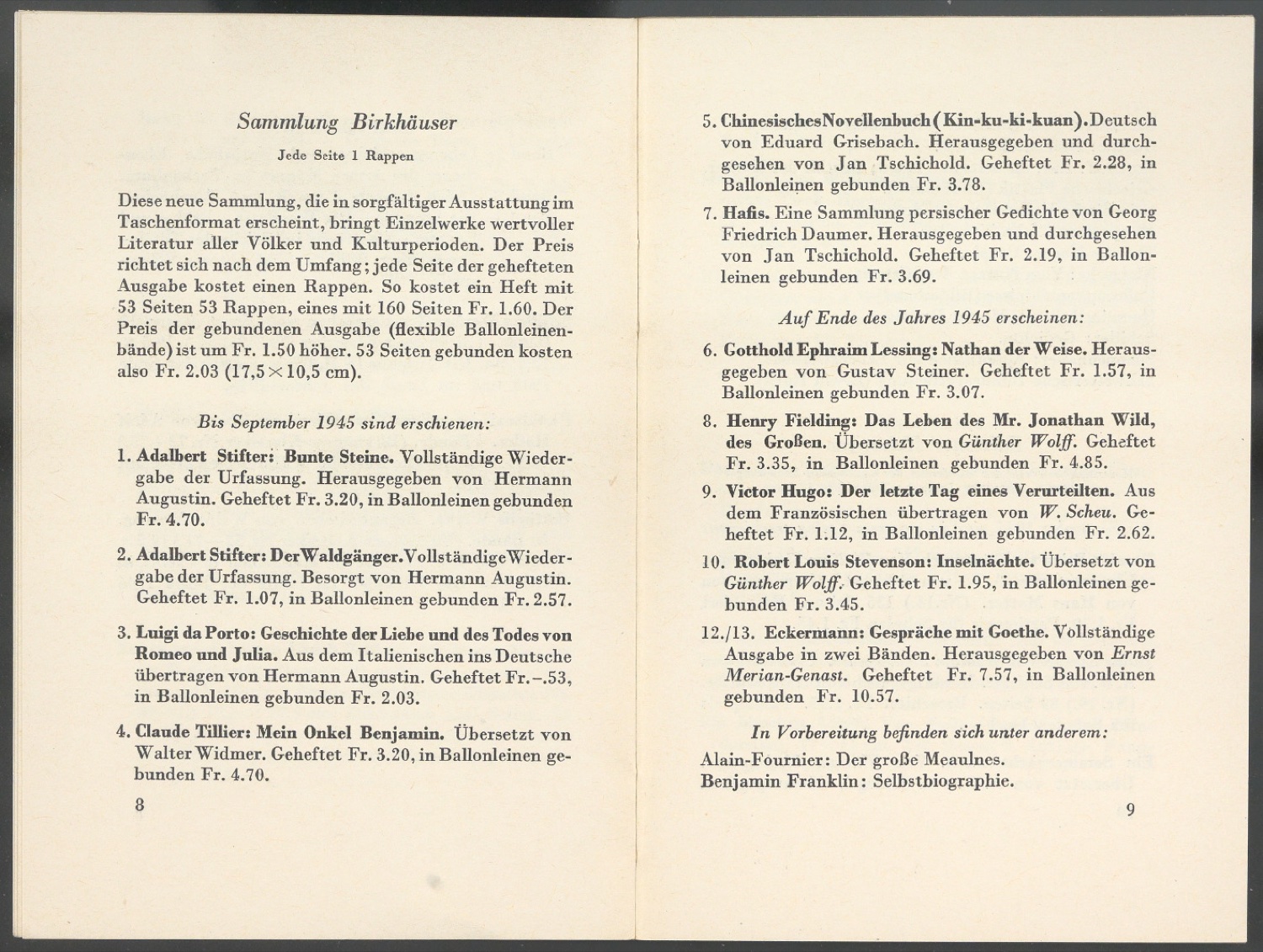 Verlagsverzeichnis September 1945 — Blatt 5