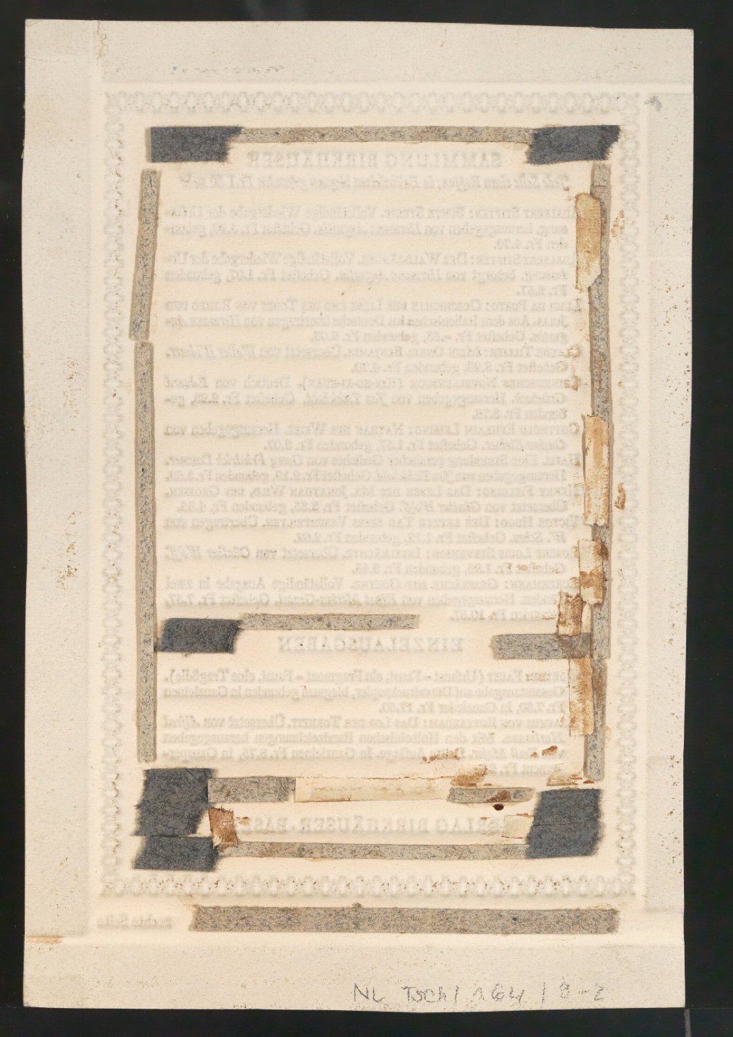 Papierstereotypie-Mater für Verlagsverzeichnis — Blatt 2