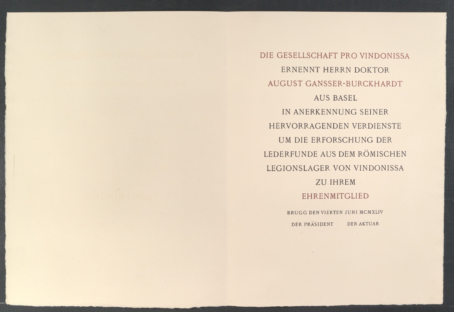 Ernennungsurkunde für August Gansser-Burckhardt zum Ehrenmitglied — Blatt 5