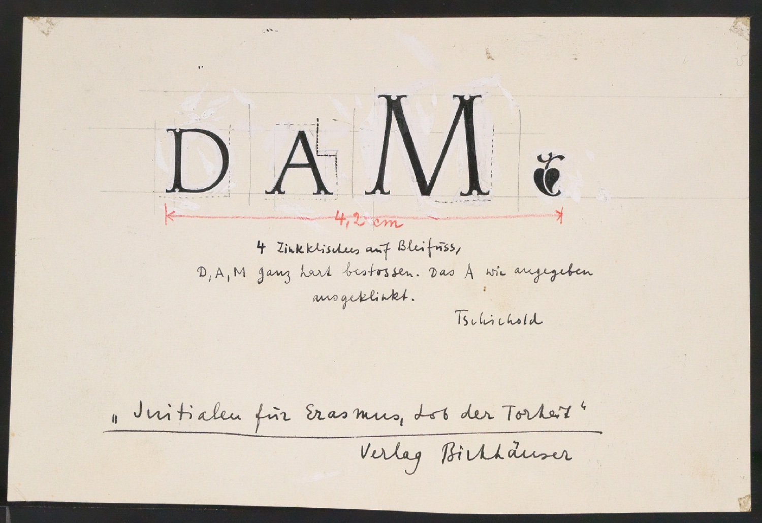Entwurfsskizzen für den Buchrücken von Das Lob der Torheit — Blatt 3