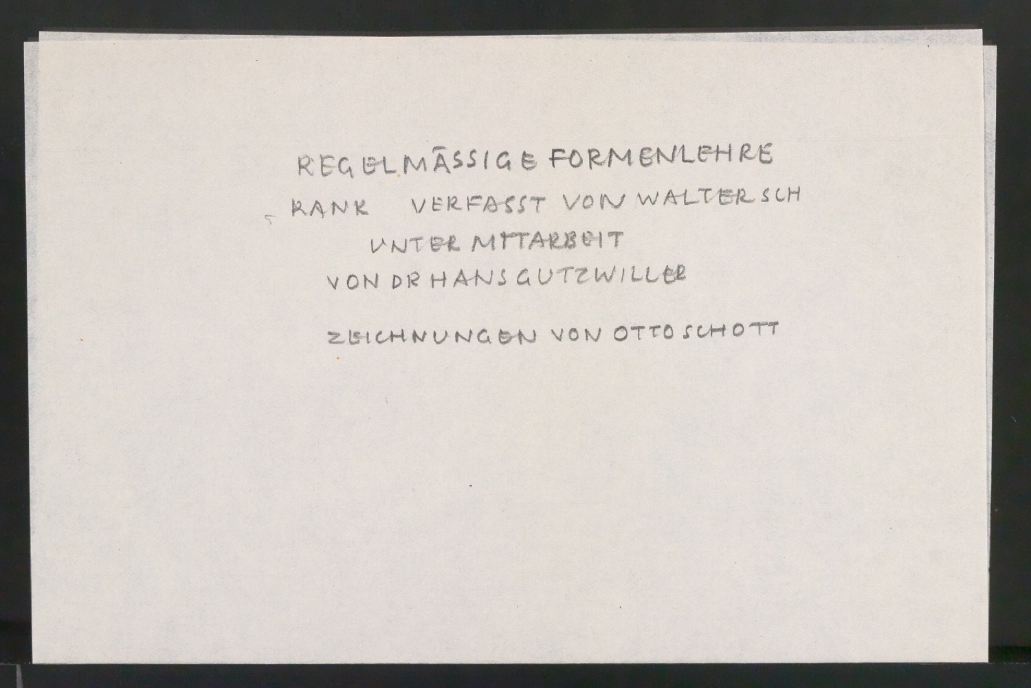 Entwurfsskizze für das Titelblatt von Regelmäßige Formenlehre — Blatt 1