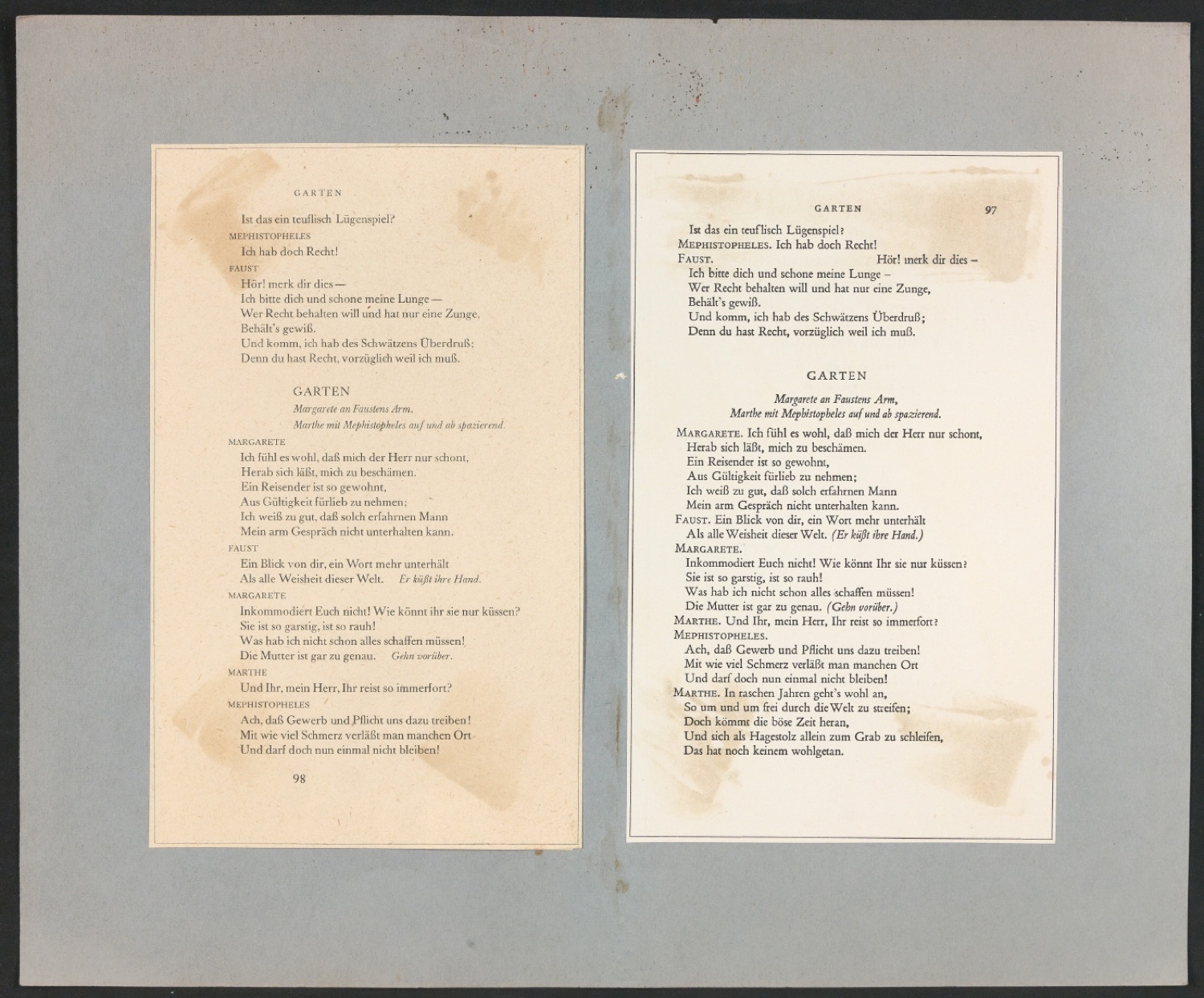 Gegenüberstellung von zwei Versionen von Seitenlayout Faust — Blatt 1