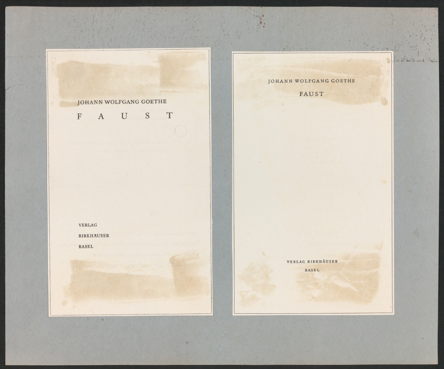 Gegenüberstellung von zwei Versionen von Titelblatt Faust — Blatt 1
