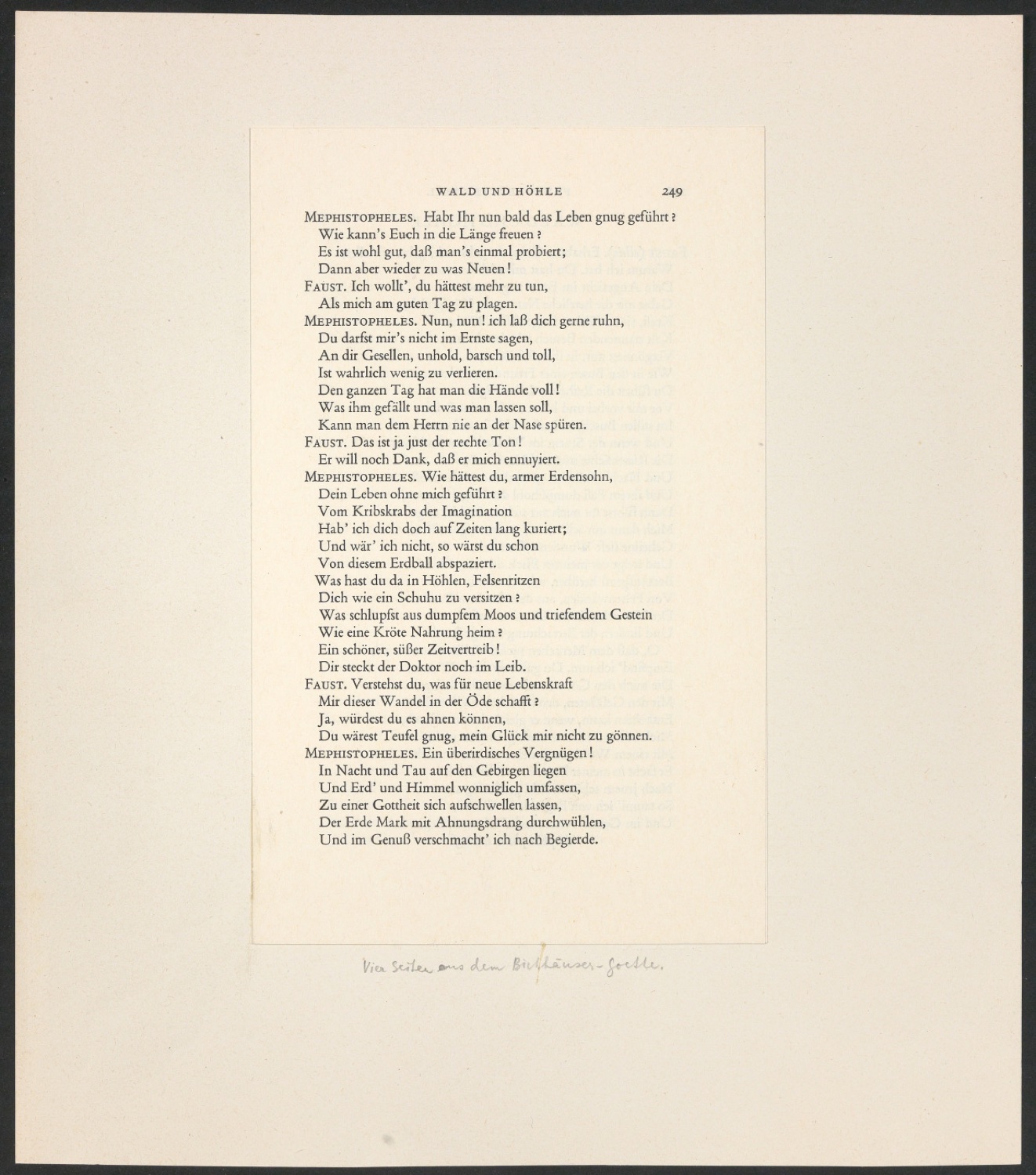 Vier Seiten aus Birkhäuser-Goethe mit Anmerkungen — Blatt 1