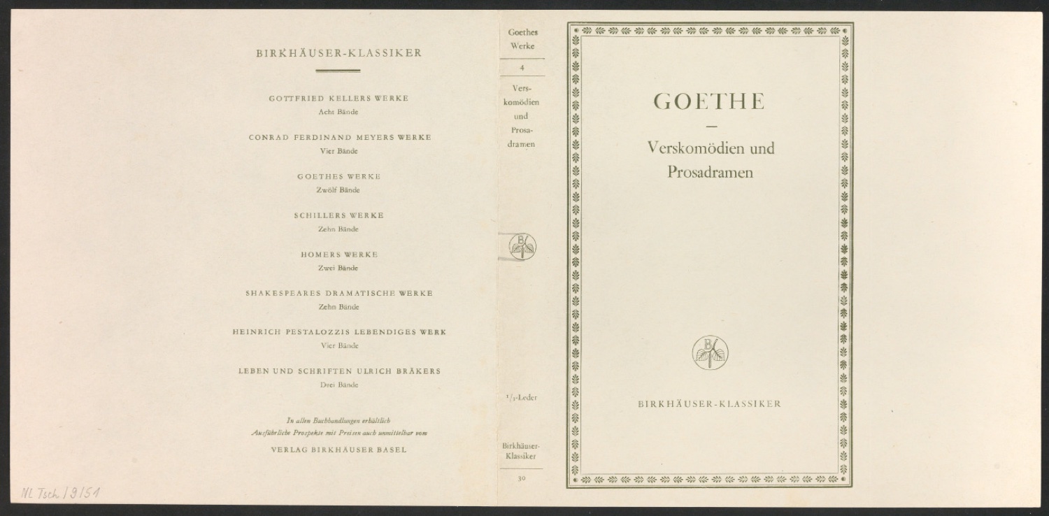 Schutzumschlag für Goethe — Blatt 1