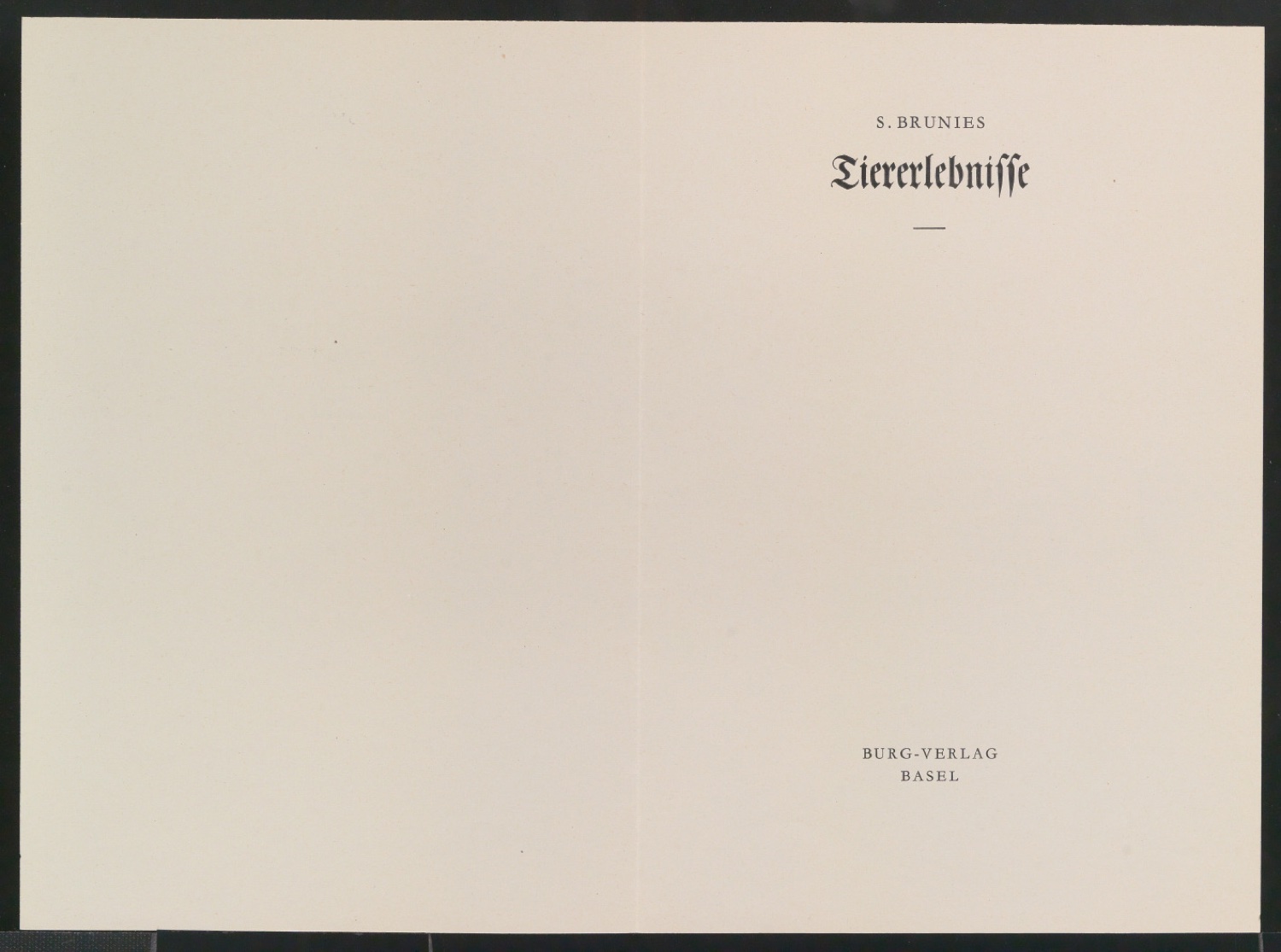Probedruck von Titelblatt und Schmutztitelseite für Tiererlebnisse aus dem Engadin — Blatt 2