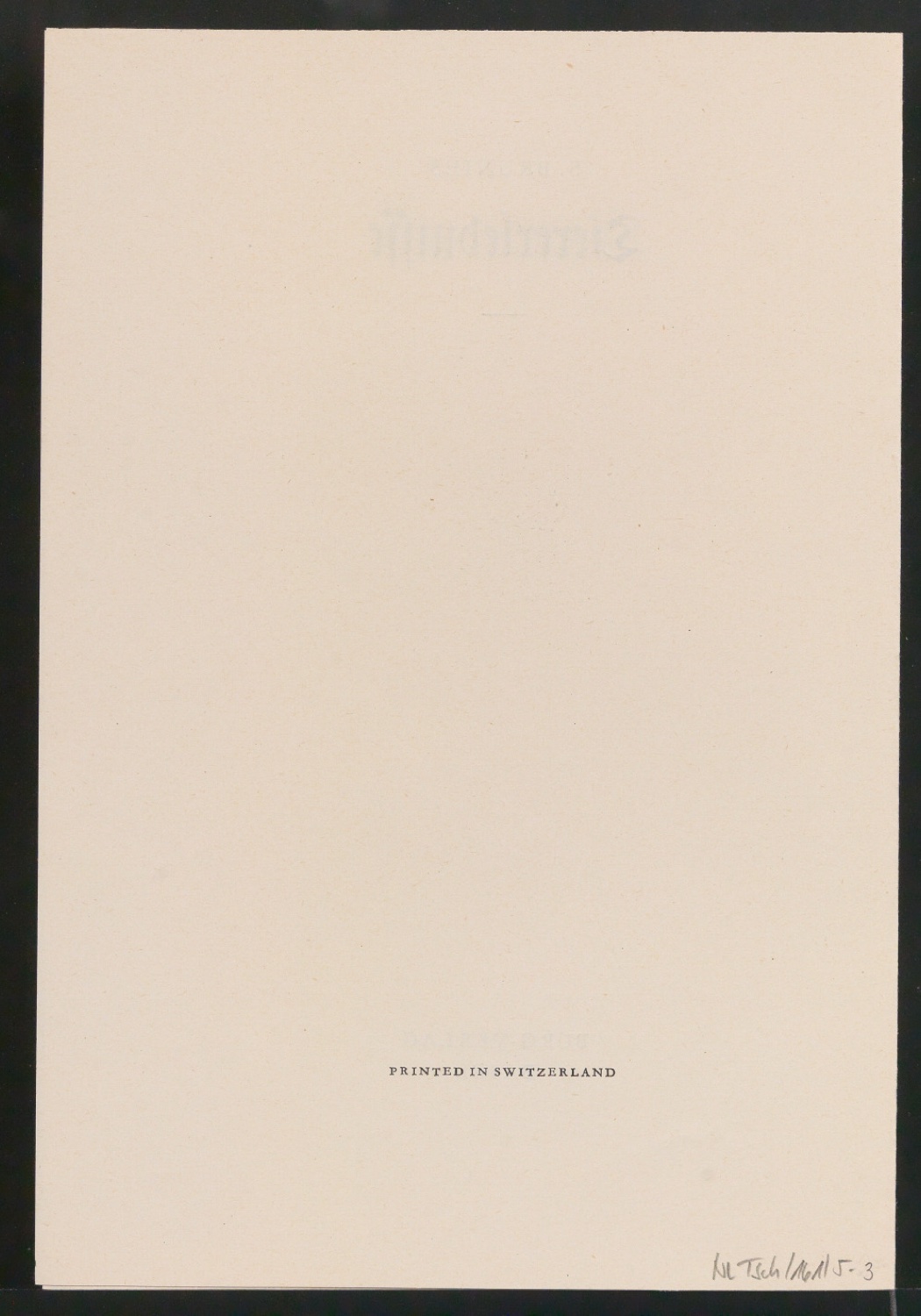 Probedruck von Titelblatt und Schmutztitelseite für Tiererlebnisse aus dem Engadin — Blatt 3