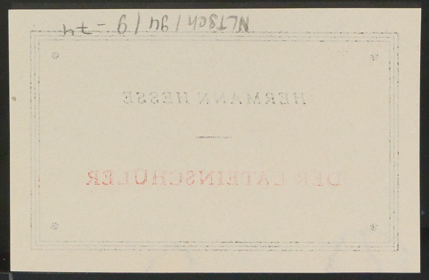 Probedrucke von Titelschild und Rückenschild für Der Lateinschüler — Blatt 2
