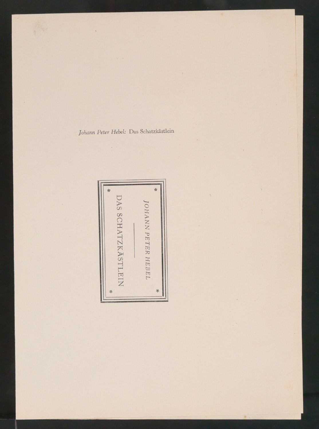 Probedrucke und montierter Entwurf für Titelschild von Das Schatzkästlein — Blatt 21