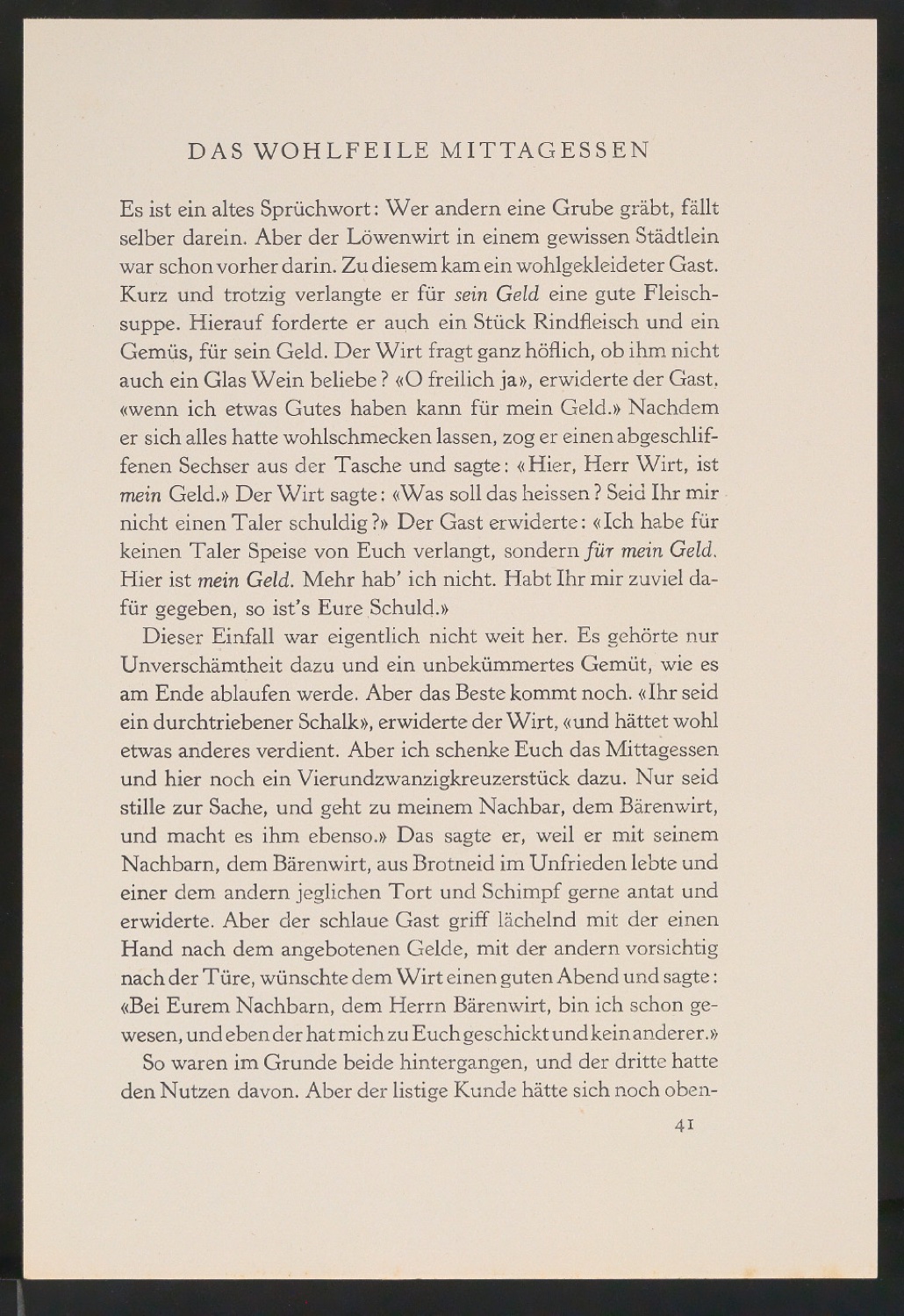 Probedrucke von Buchseiten Das Wohlfeile Mittagessen — Blatt 5