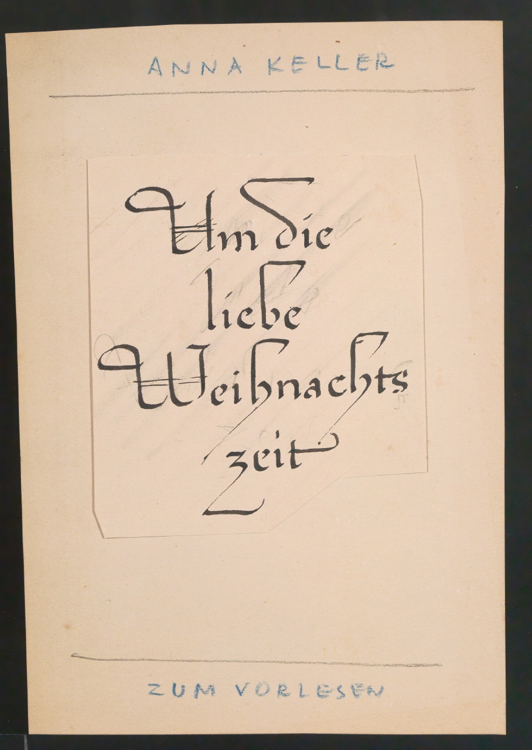 Entwurfsskizze für den Bucheinband von Um die liebe Weihnachtszeit — Blatt 1