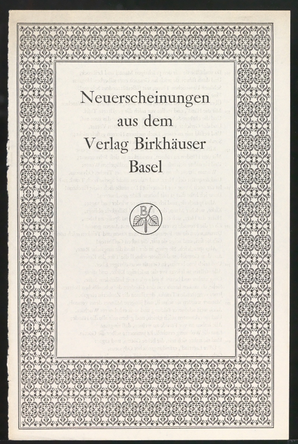 Probedrucke für das Titelblatt von Verlagsprogramm Neuerscheinungen aus dem Verlag Birkhäuser — Blatt 1