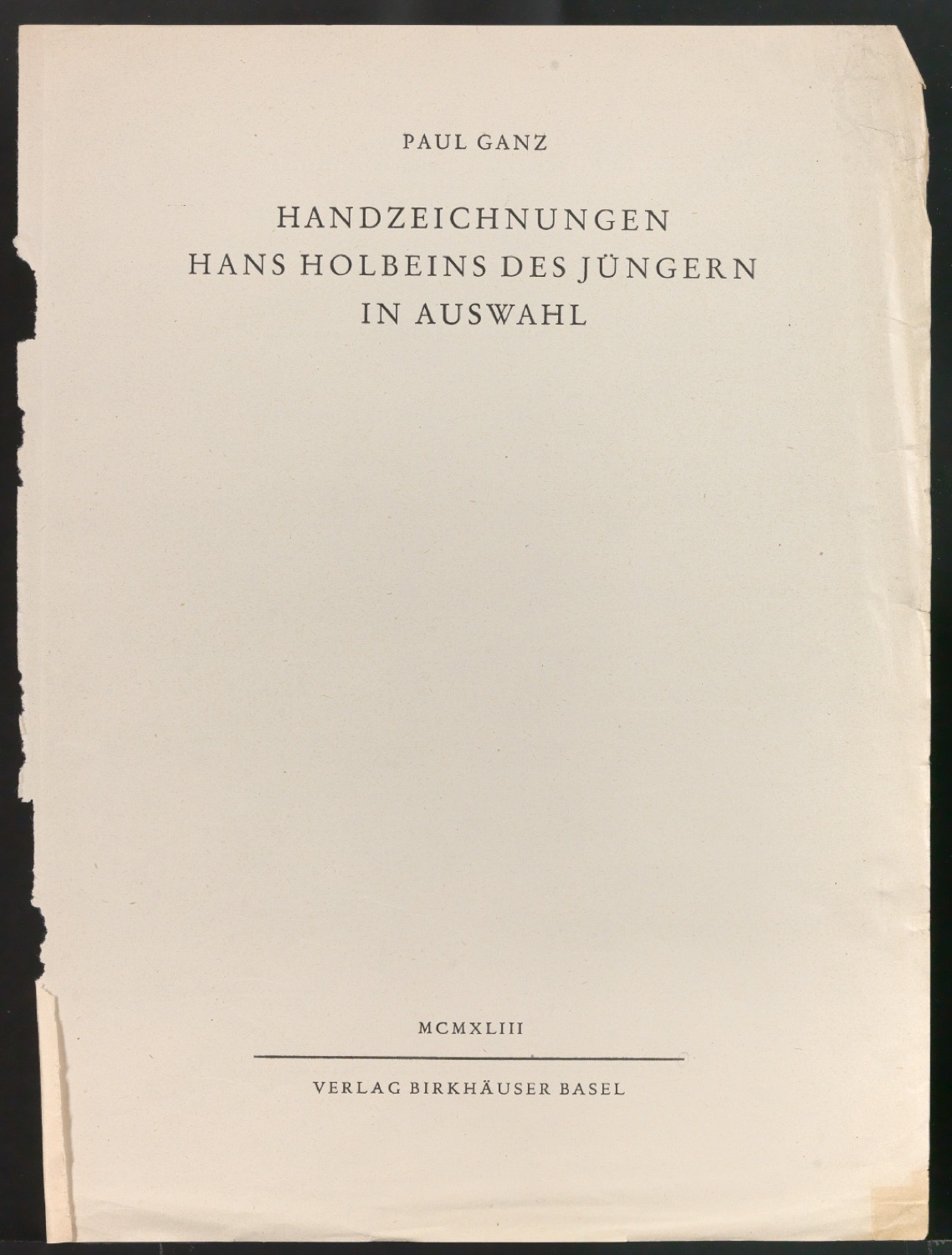 Probedruck für das Titelblatt von Handzeichnungen Hans Holbeins des Jüngeren — Blatt 1