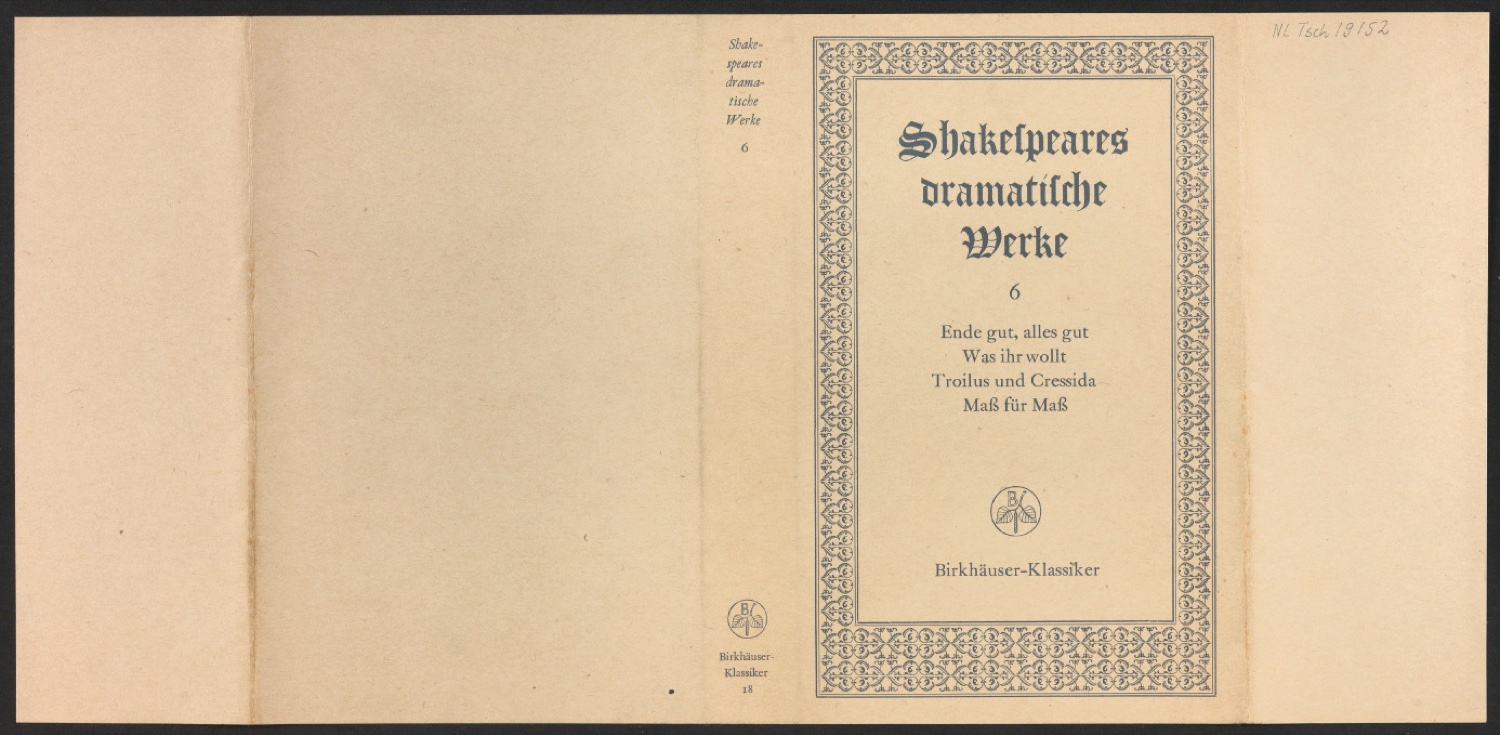Schutzumschlag für Shakespeares dramatische Werke Band 6 — Blatt 1