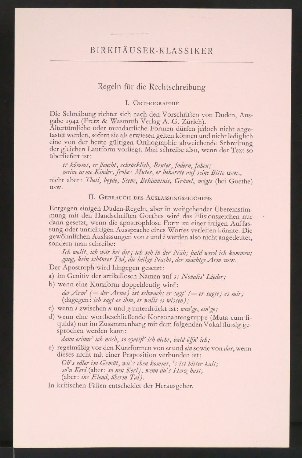 Birkhäuser-Klassiker. Regeln für die Rechtschreibung — Blatt 2