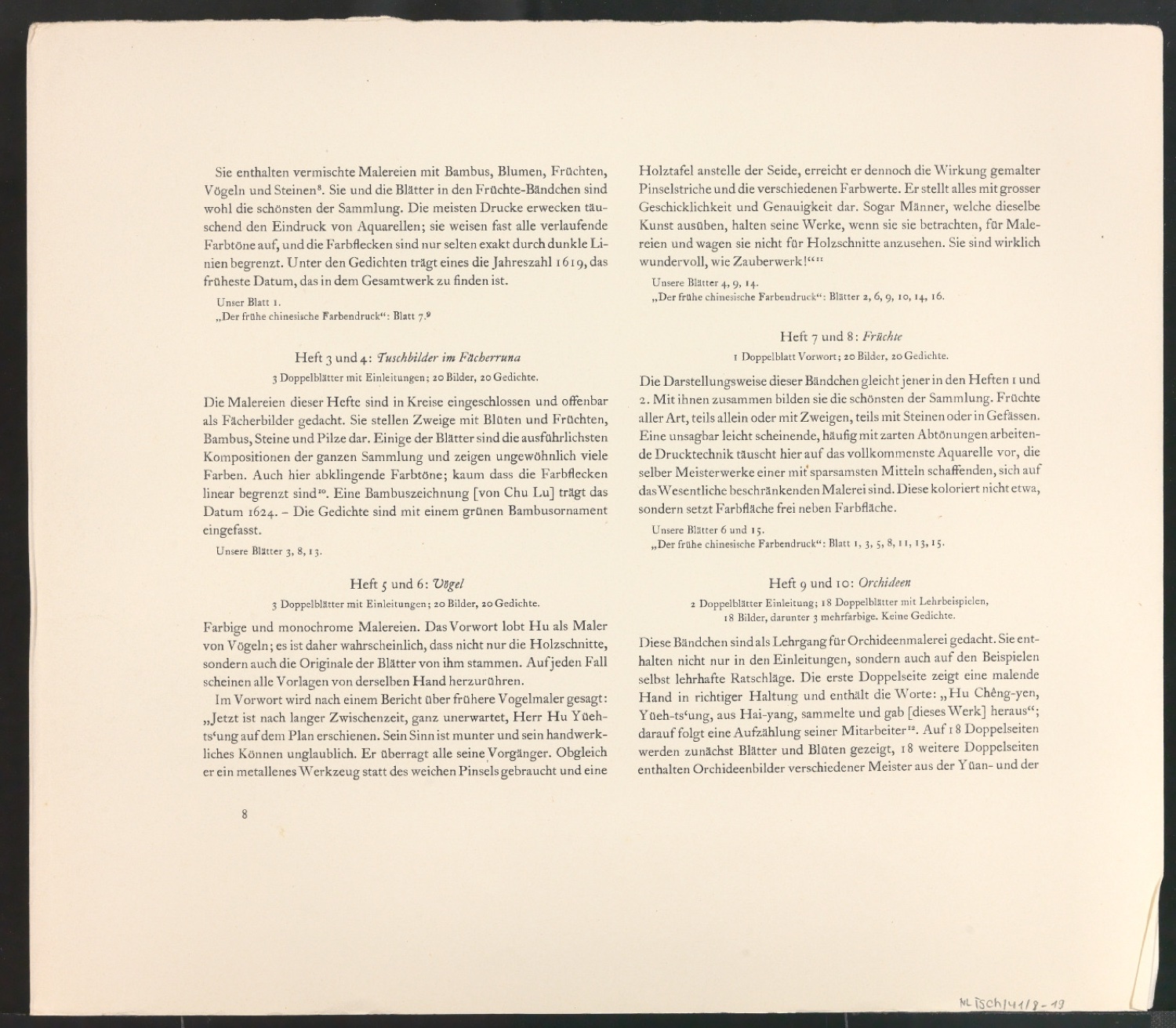 Probedruck von Die Bildersammlung der Zehnbambushalle — Blatt 13