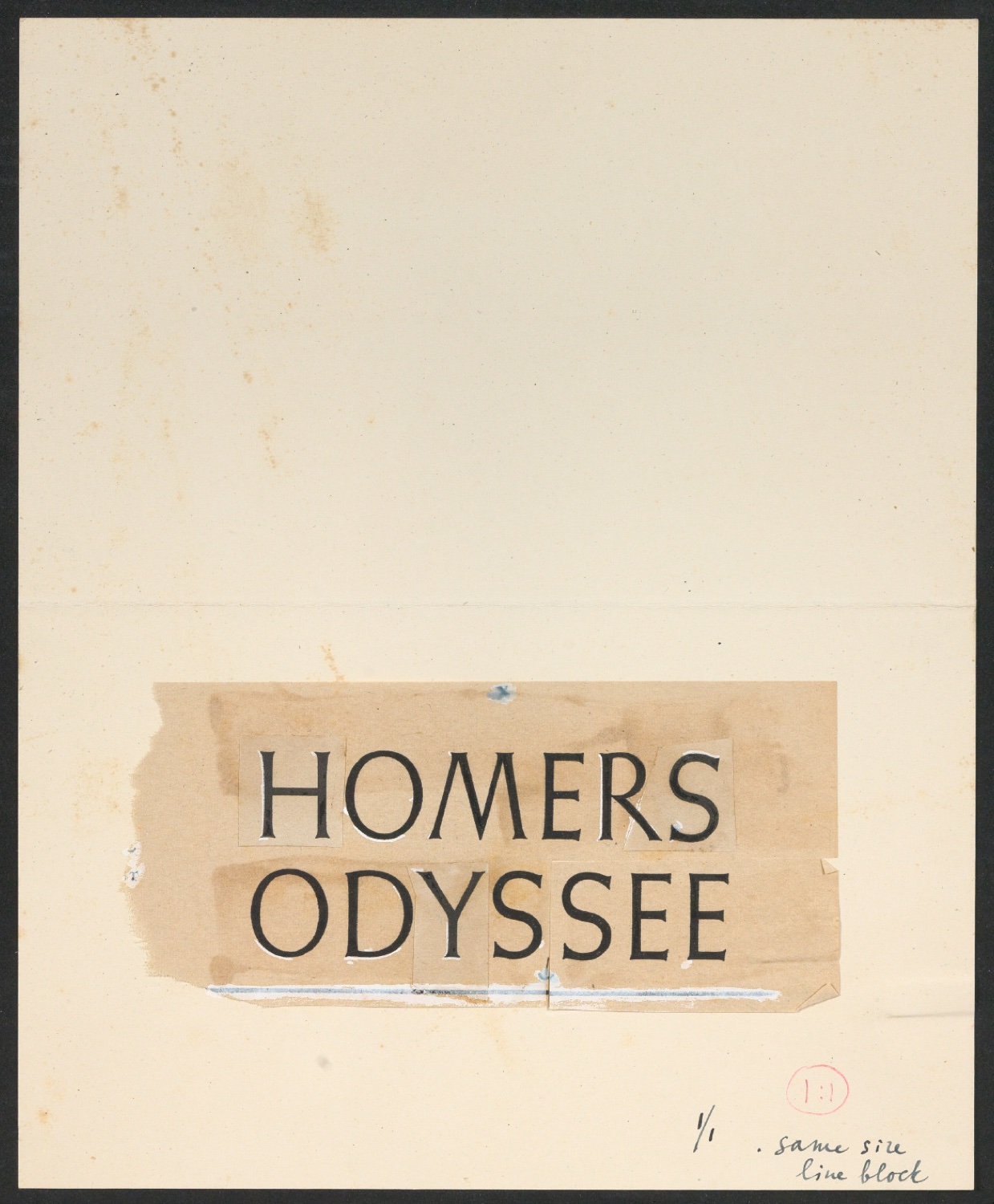 Klebeentwurf für den Schutzumschlag von Homers Werke, Band 2, Odyssee — Blatt 1